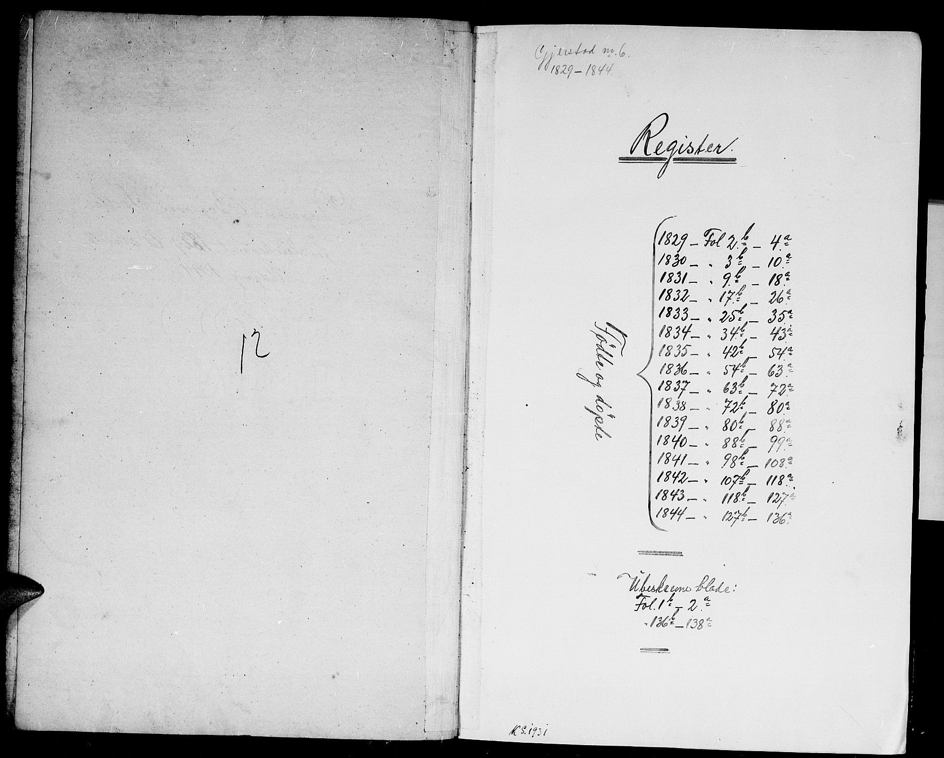 Gjerstad sokneprestkontor, AV/SAK-1111-0014/F/Fb/Fba/L0003: Klokkerbok nr. B 3, 1829-1844