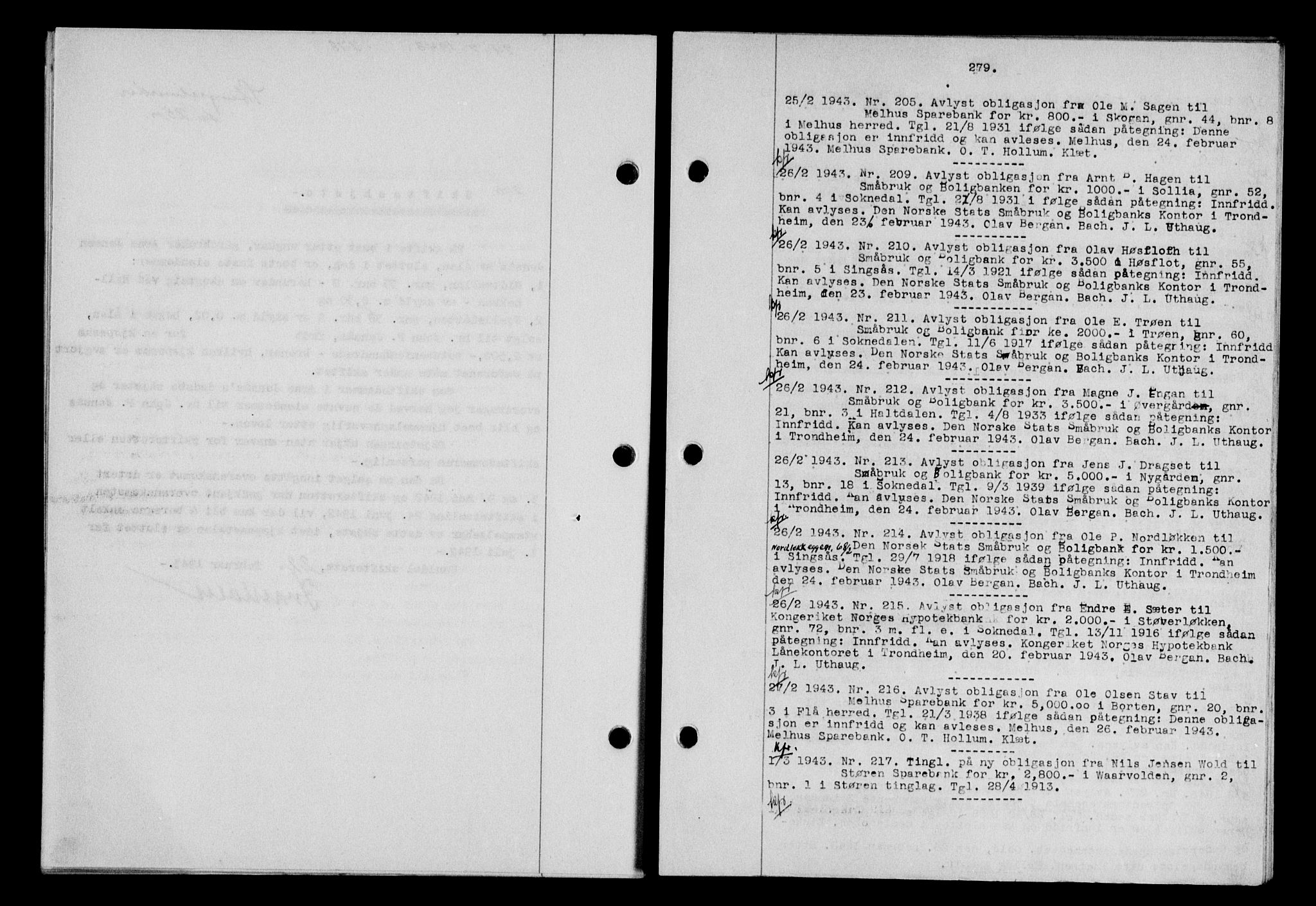 Gauldal sorenskriveri, SAT/A-0014/1/2/2C/L0056: Pantebok nr. 61, 1942-1943, Dagboknr: 205/1943