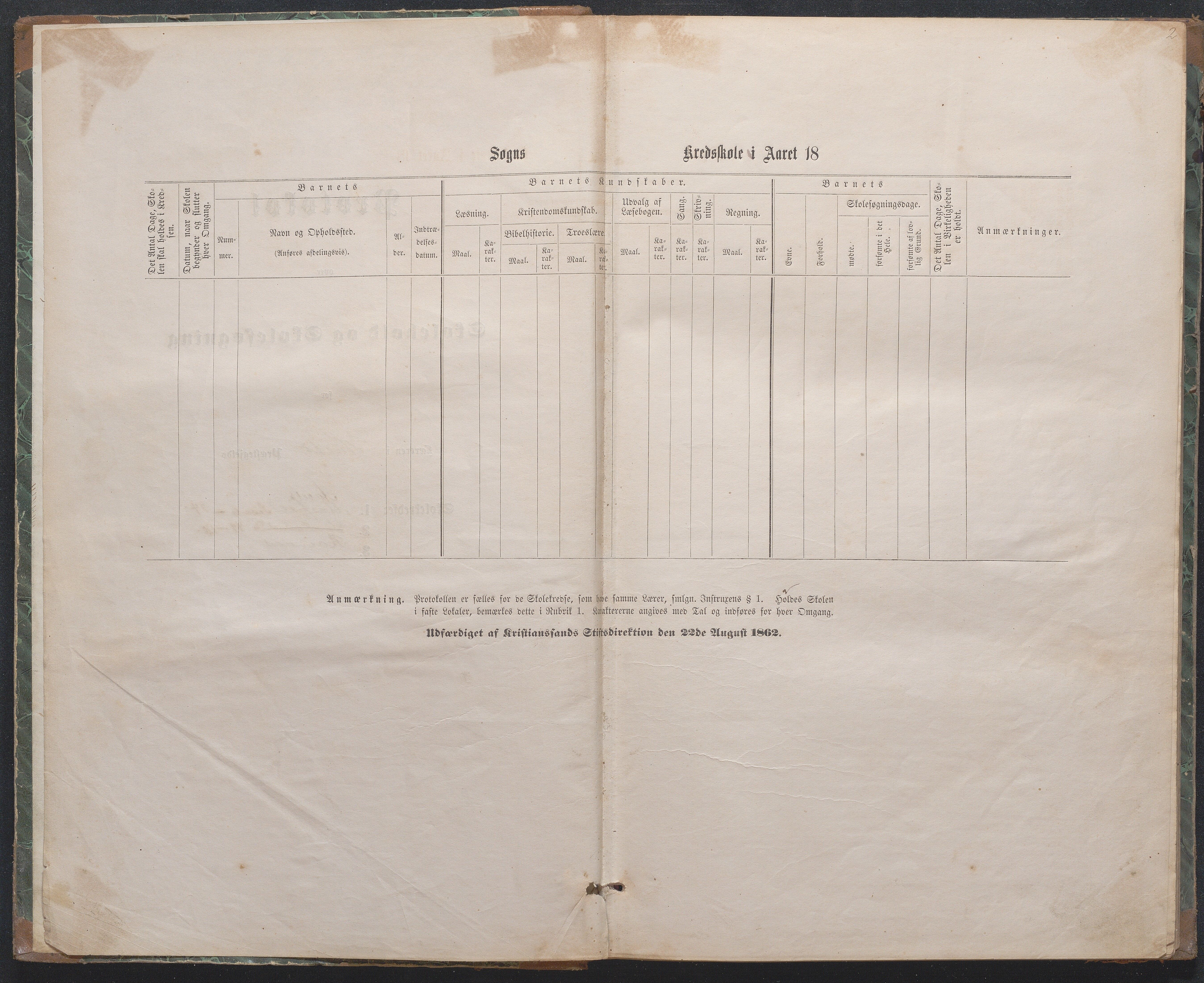 Birkenes kommune, Åbål, Svaland og Røynås skolekretser, AAKS/KA0928-550h_91/F02/L0001: Skoleprotokoll Åbål, Svaland og Røynås, 1868-1890, s. 2