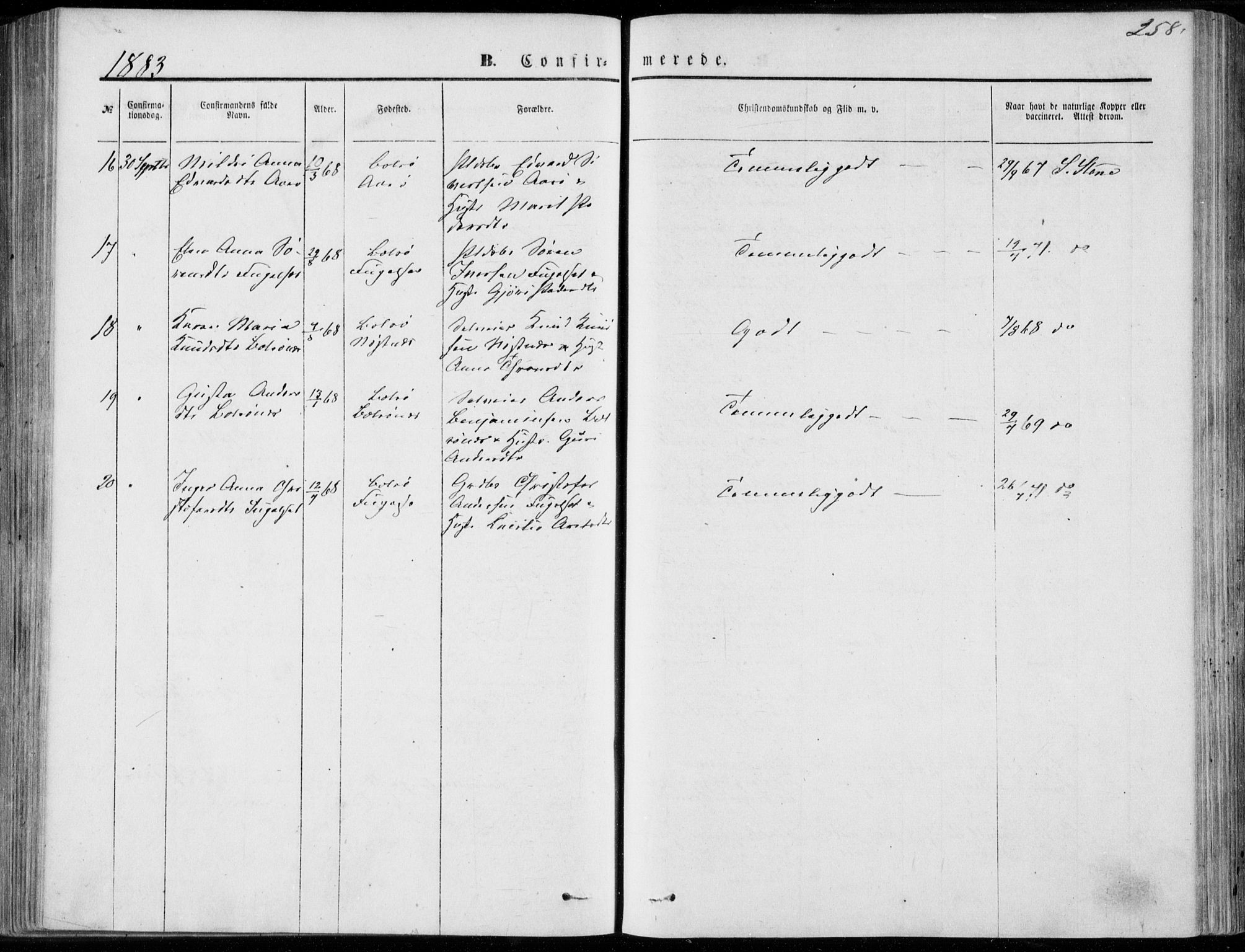 Ministerialprotokoller, klokkerbøker og fødselsregistre - Møre og Romsdal, SAT/A-1454/555/L0655: Ministerialbok nr. 555A05, 1869-1886, s. 258