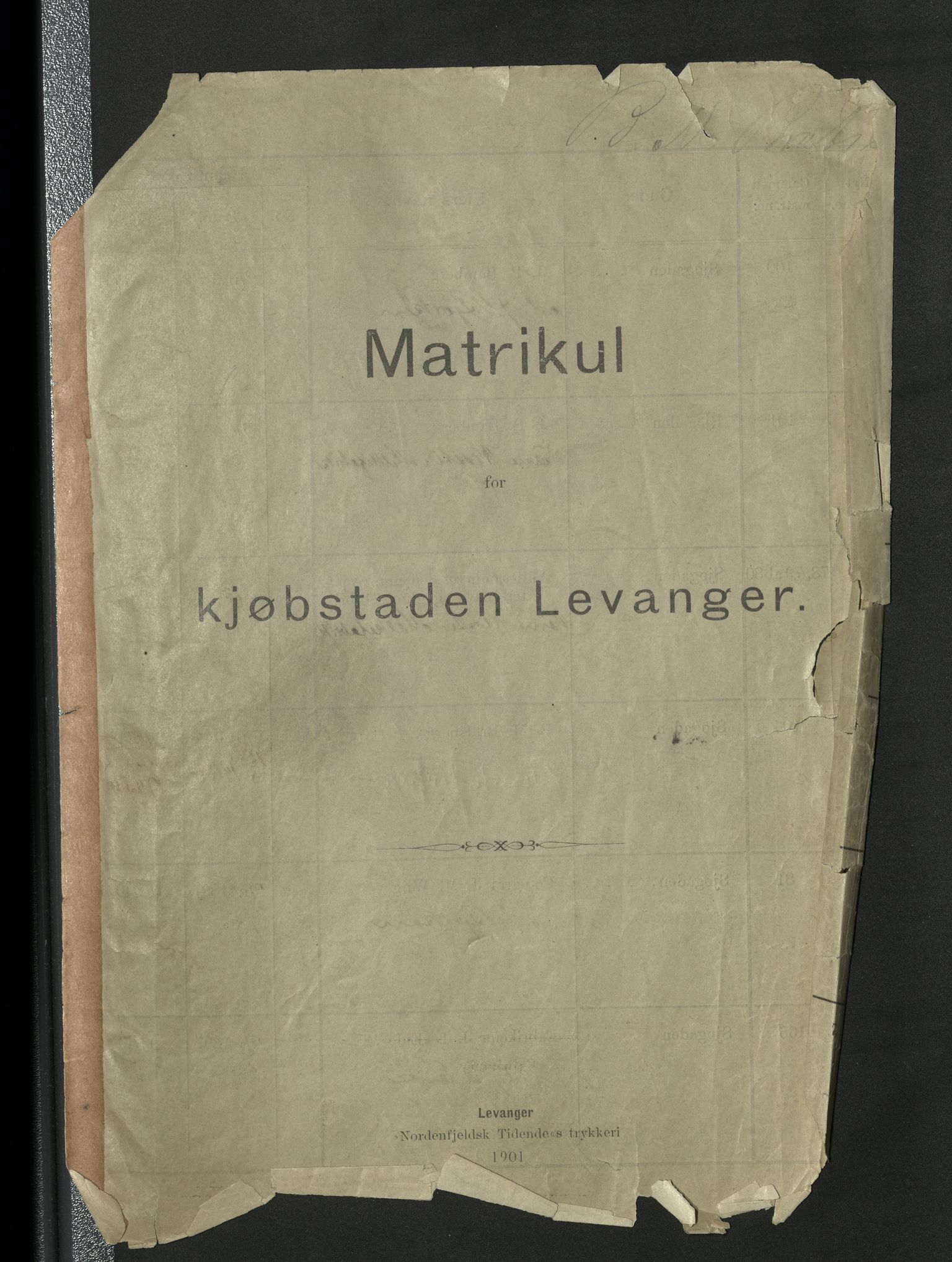 Bård Toldnes samling - lokalia fra Levanger, TIKA/PA-1549/G/L0005: Matrikkel 1901, 1901