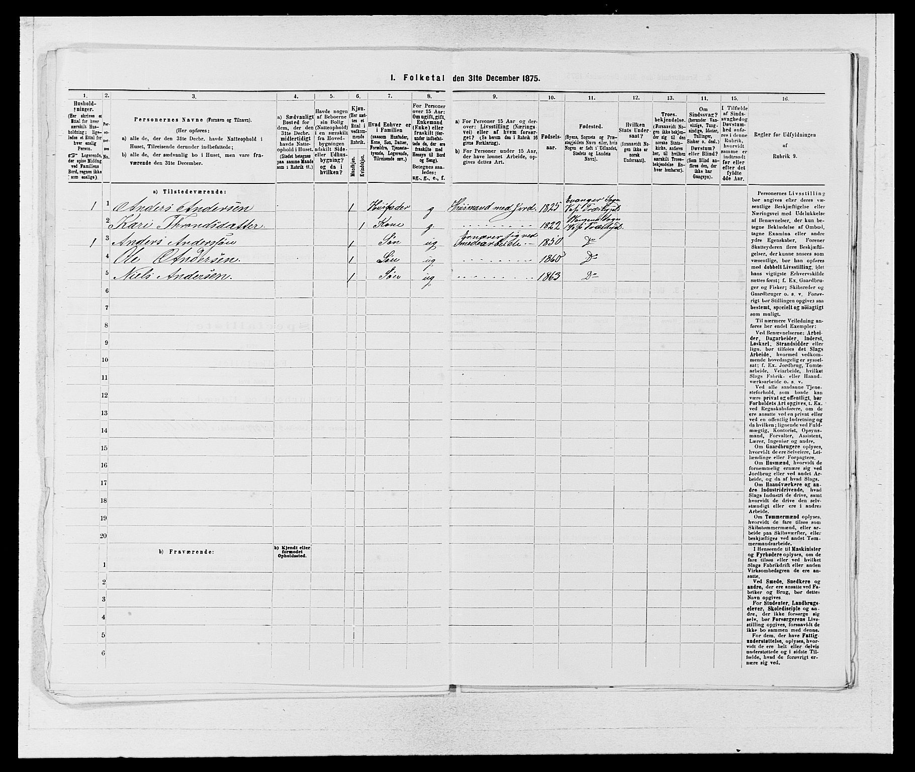 SAB, Folketelling 1875 for 1235P Voss prestegjeld, 1875, s. 1278