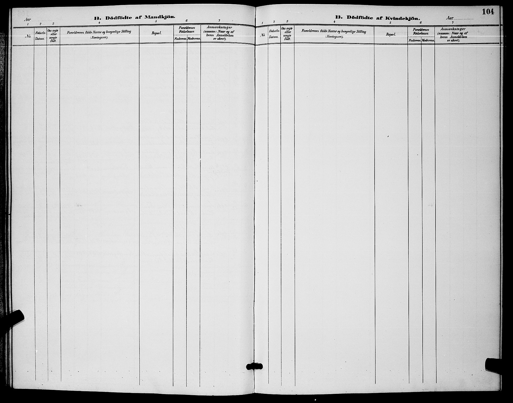 Kongsberg kirkebøker, SAKO/A-22/G/Ga/L0006: Klokkerbok nr. 6, 1890-1901, s. 104