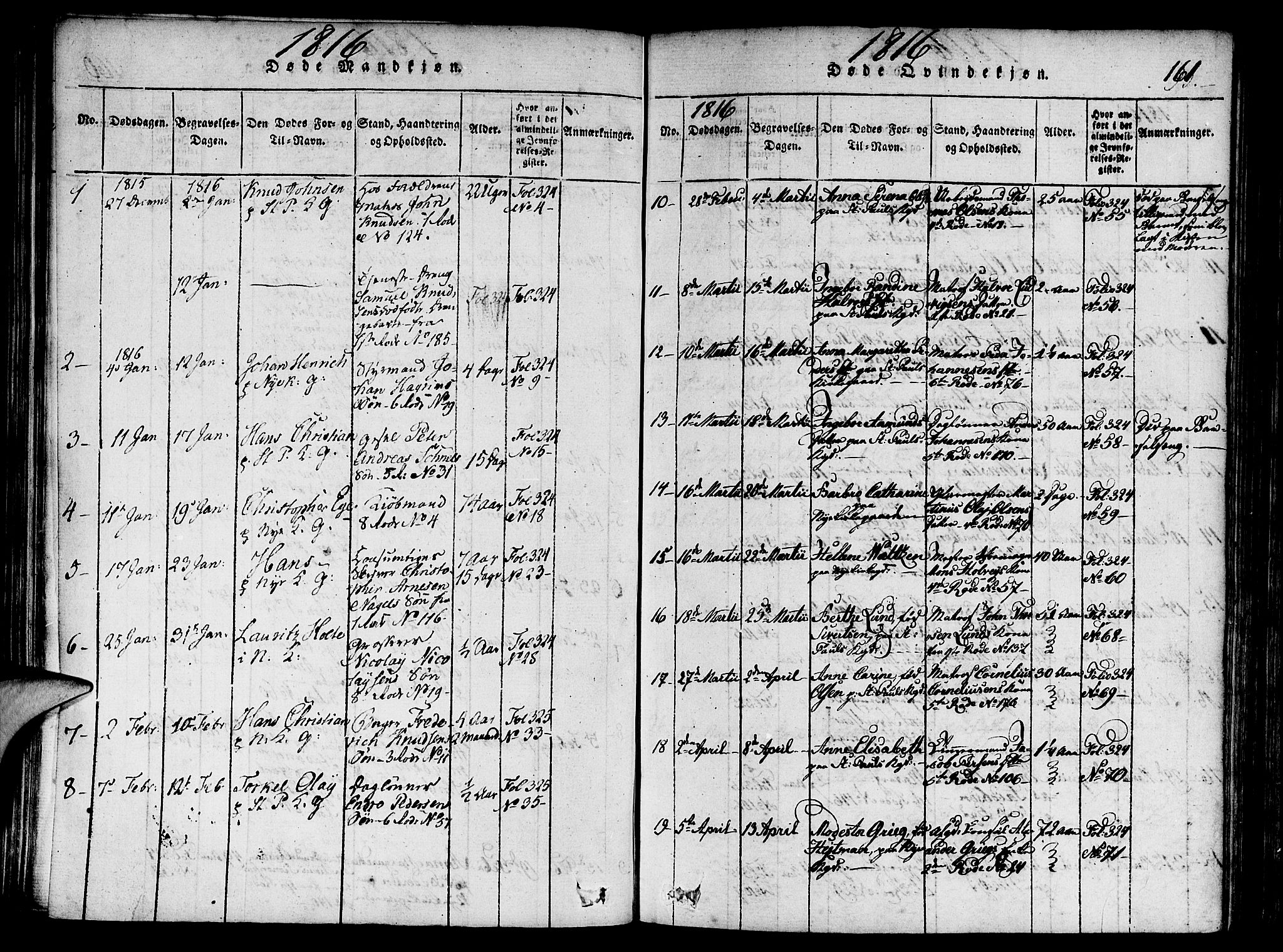 Nykirken Sokneprestembete, AV/SAB-A-77101/H/Haa/L0011: Ministerialbok nr. A 11, 1816-1821, s. 161