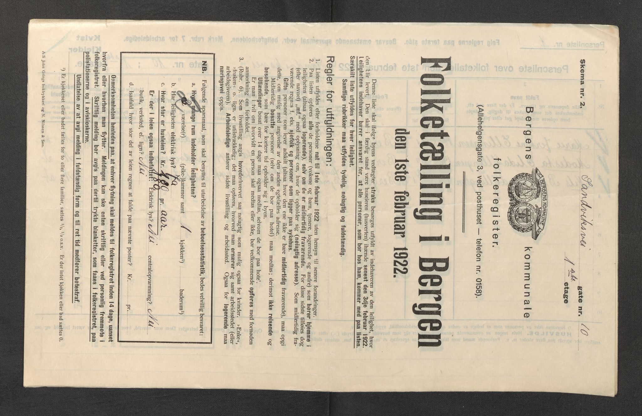 SAB, Kommunal folketelling 1922 for Bergen kjøpstad, 1922, s. 33900