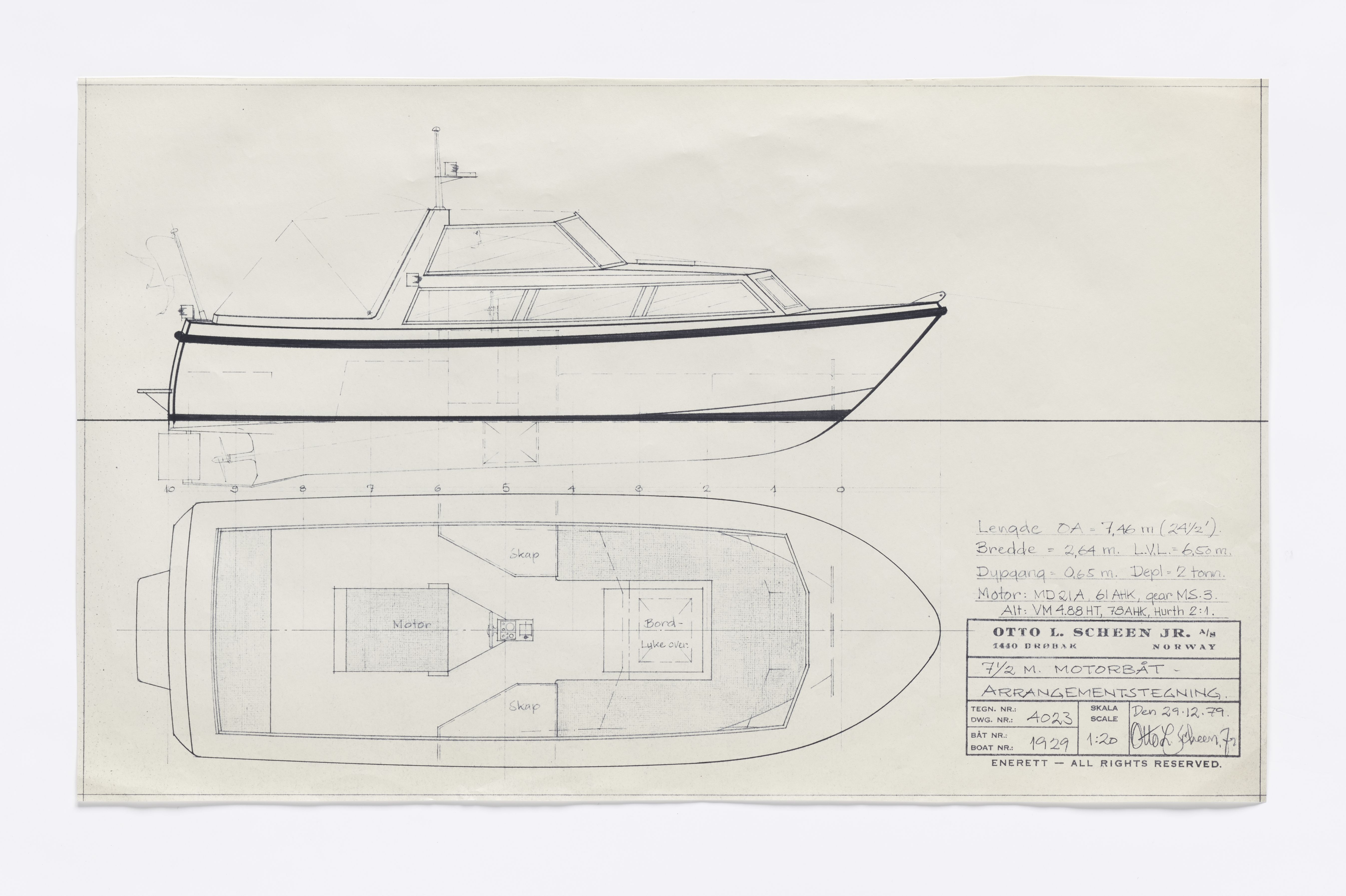 Furuholmen & Scheen, AFM/OM-1003/T/Ta/L0004/0003: Motorbåt / Scheen, 1977-1997