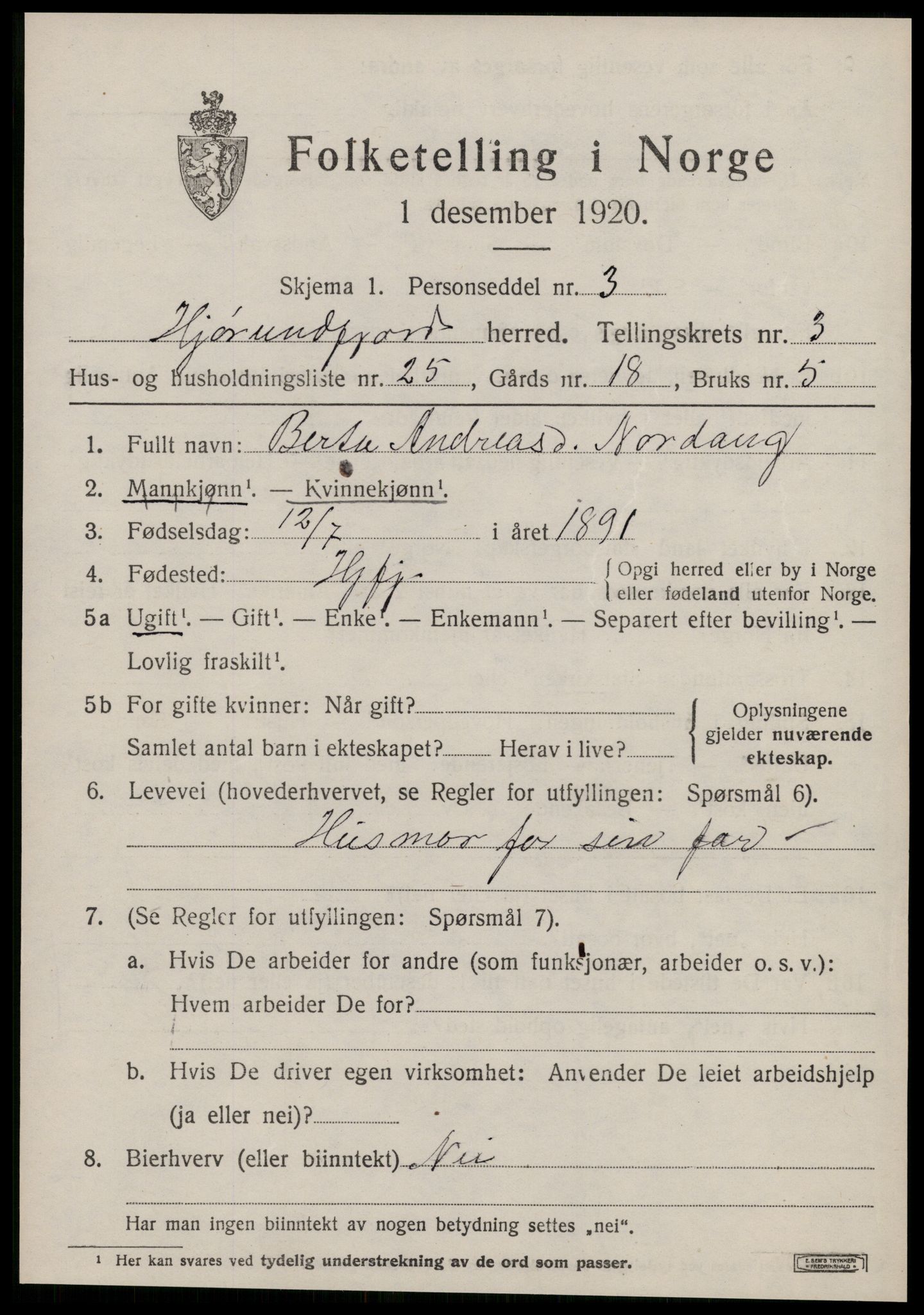SAT, Folketelling 1920 for 1522 Hjørundfjord herred, 1920, s. 1459