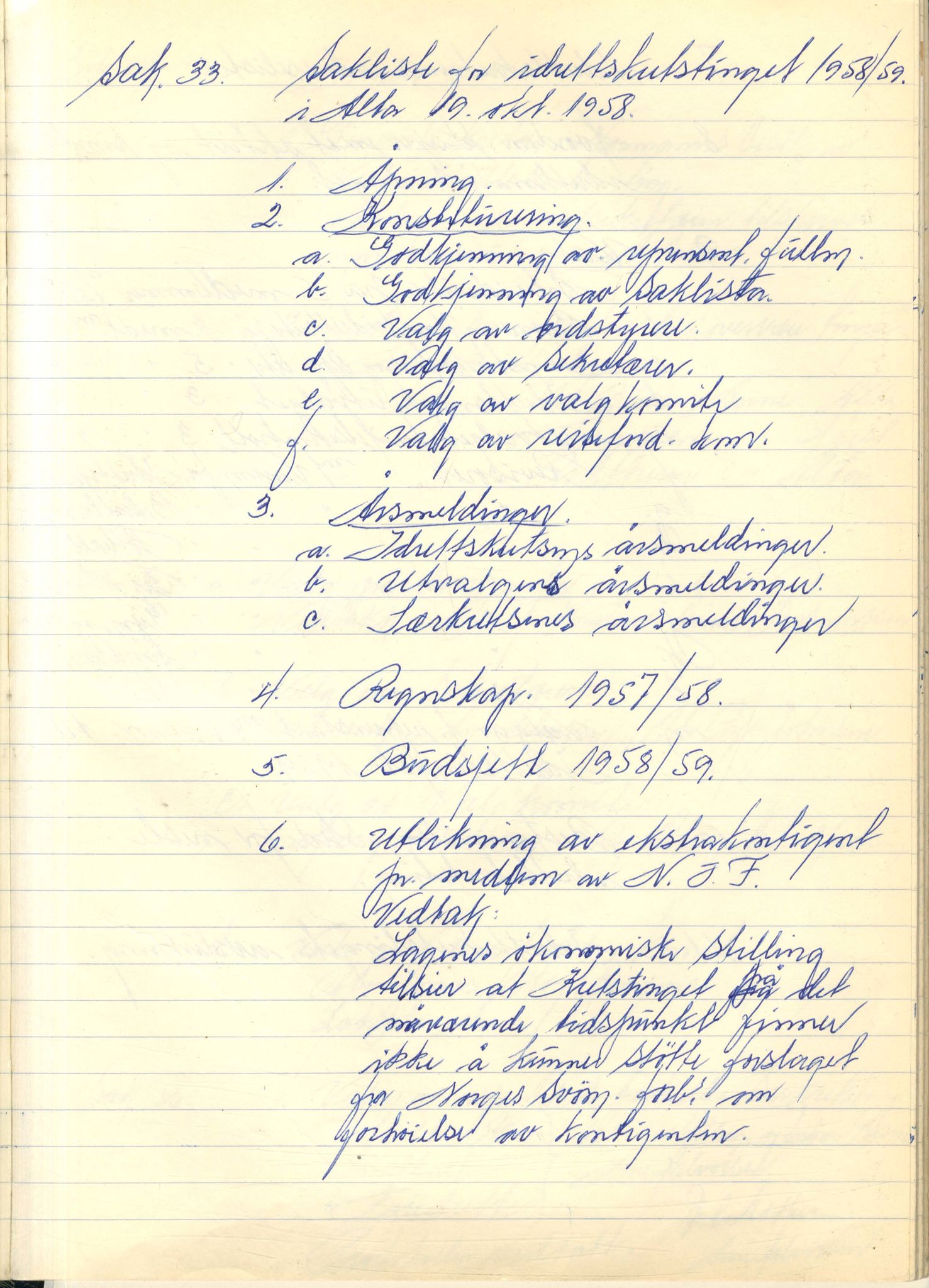 Vest-Finnmark Idrettskrets, FMFB/A-1042/A/Aa/L0002: Møteprotokoll for styre, kretsting og arbeidsutvalg, 1951-1961, s. 217