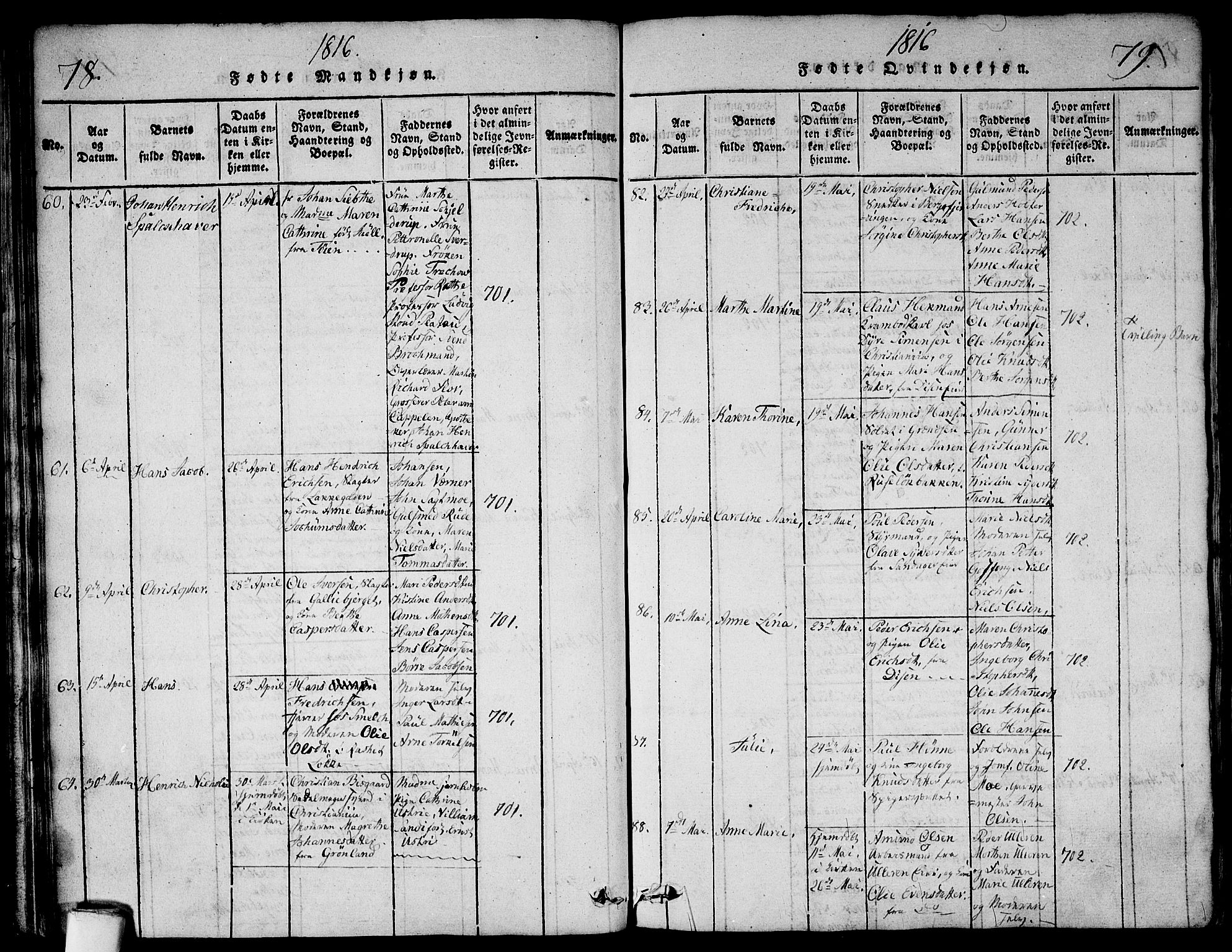 Aker prestekontor kirkebøker, AV/SAO-A-10861/G/L0002: Klokkerbok nr. 2, 1815-1819, s. 78-79