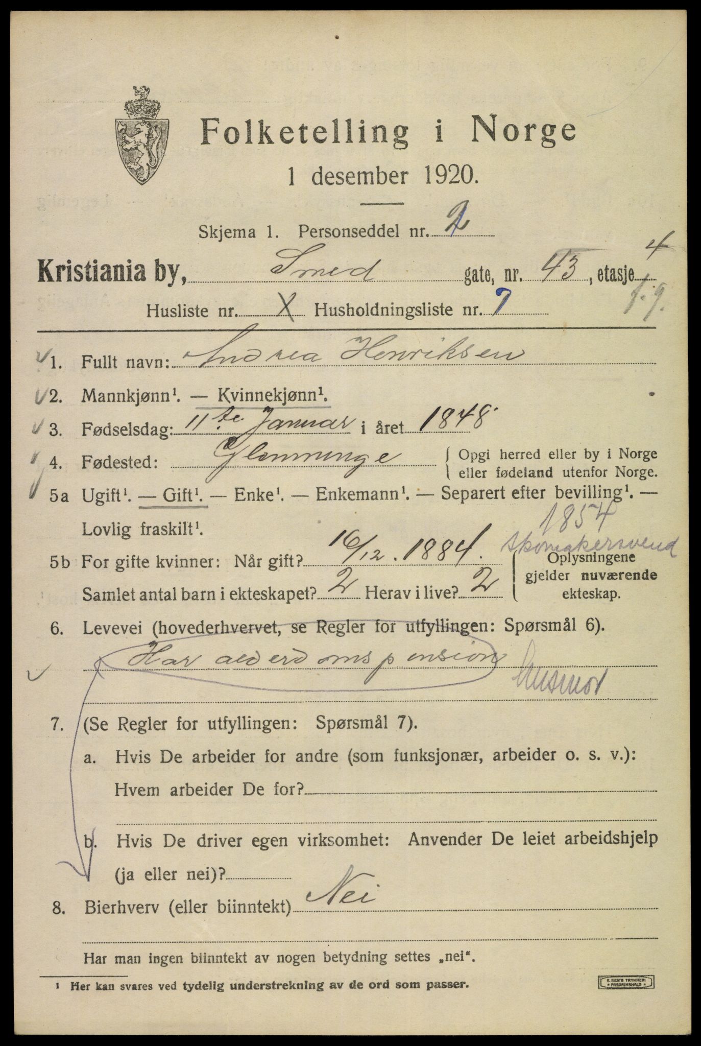 SAO, Folketelling 1920 for 0301 Kristiania kjøpstad, 1920, s. 521119