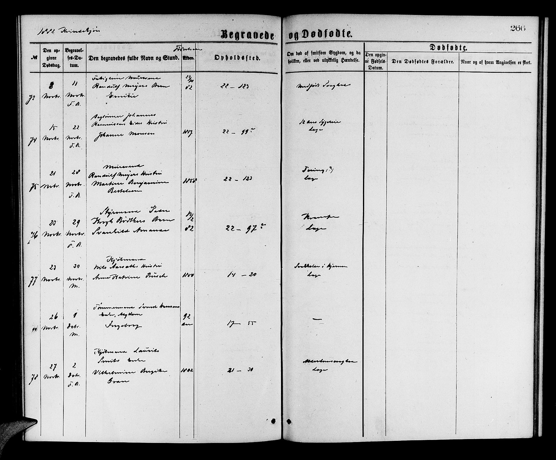 Korskirken sokneprestembete, AV/SAB-A-76101/H/Hab: Klokkerbok nr. E 3, 1871-1883, s. 266