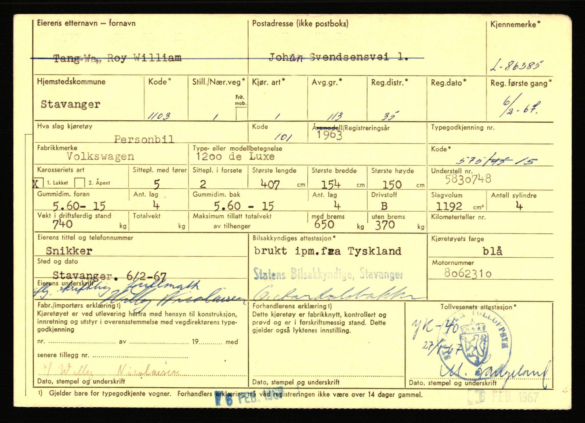 Stavanger trafikkstasjon, AV/SAST-A-101942/0/F/L0073: L-84100 - L-86499, 1930-1971, s. 2419