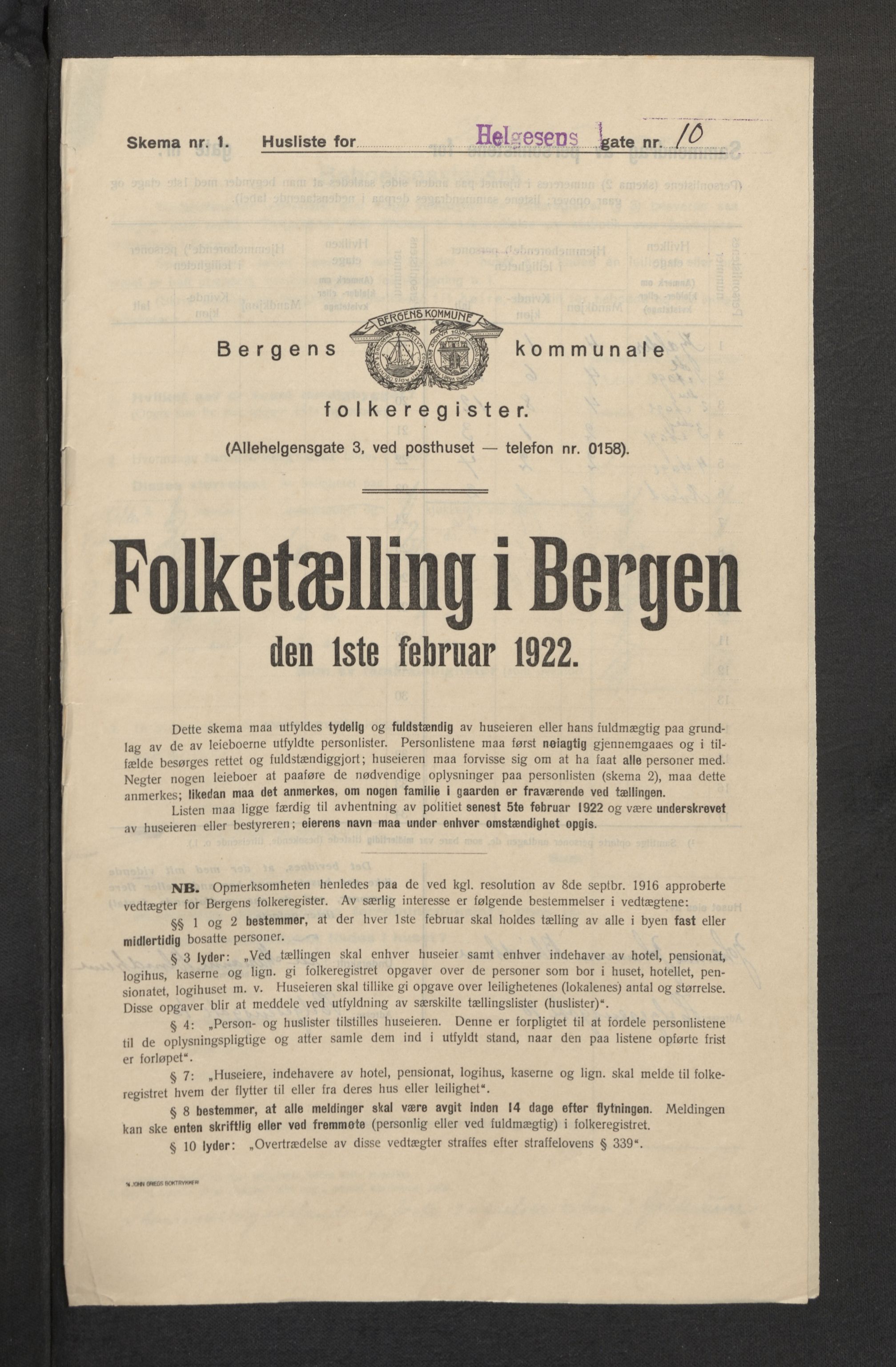 SAB, Kommunal folketelling 1922 for Bergen kjøpstad, 1922, s. 14037