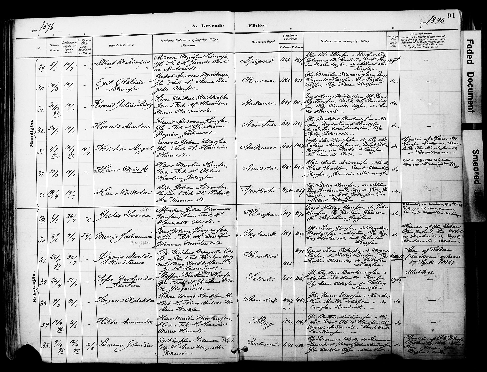 Ibestad sokneprestembete, AV/SATØ-S-0077/H/Ha/Haa/L0012kirke: Ministerialbok nr. 12, 1890-1900, s. 91