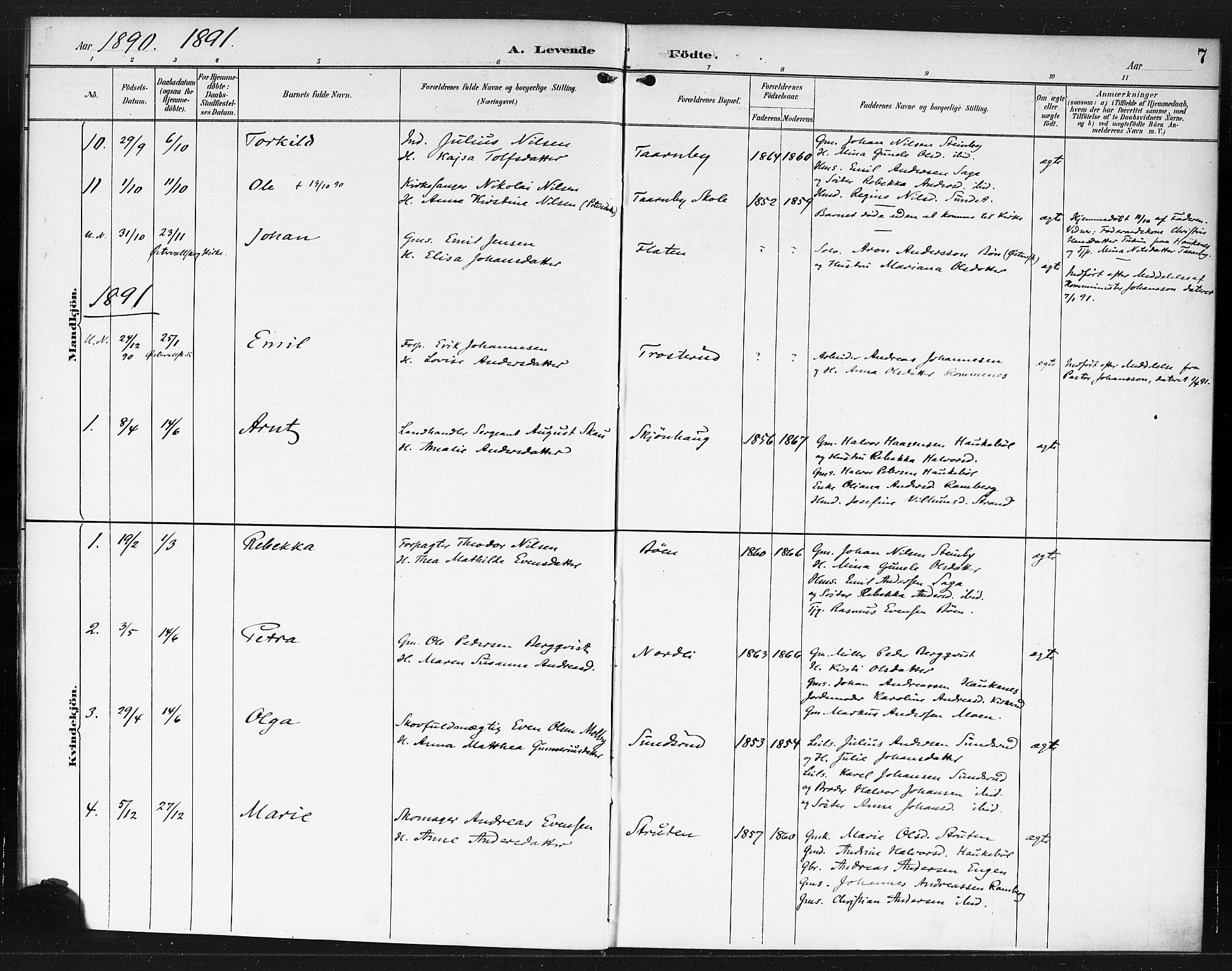 Rødenes prestekontor Kirkebøker, AV/SAO-A-2005/F/Fb/L0002: Ministerialbok nr. II 2, 1890-1900, s. 7