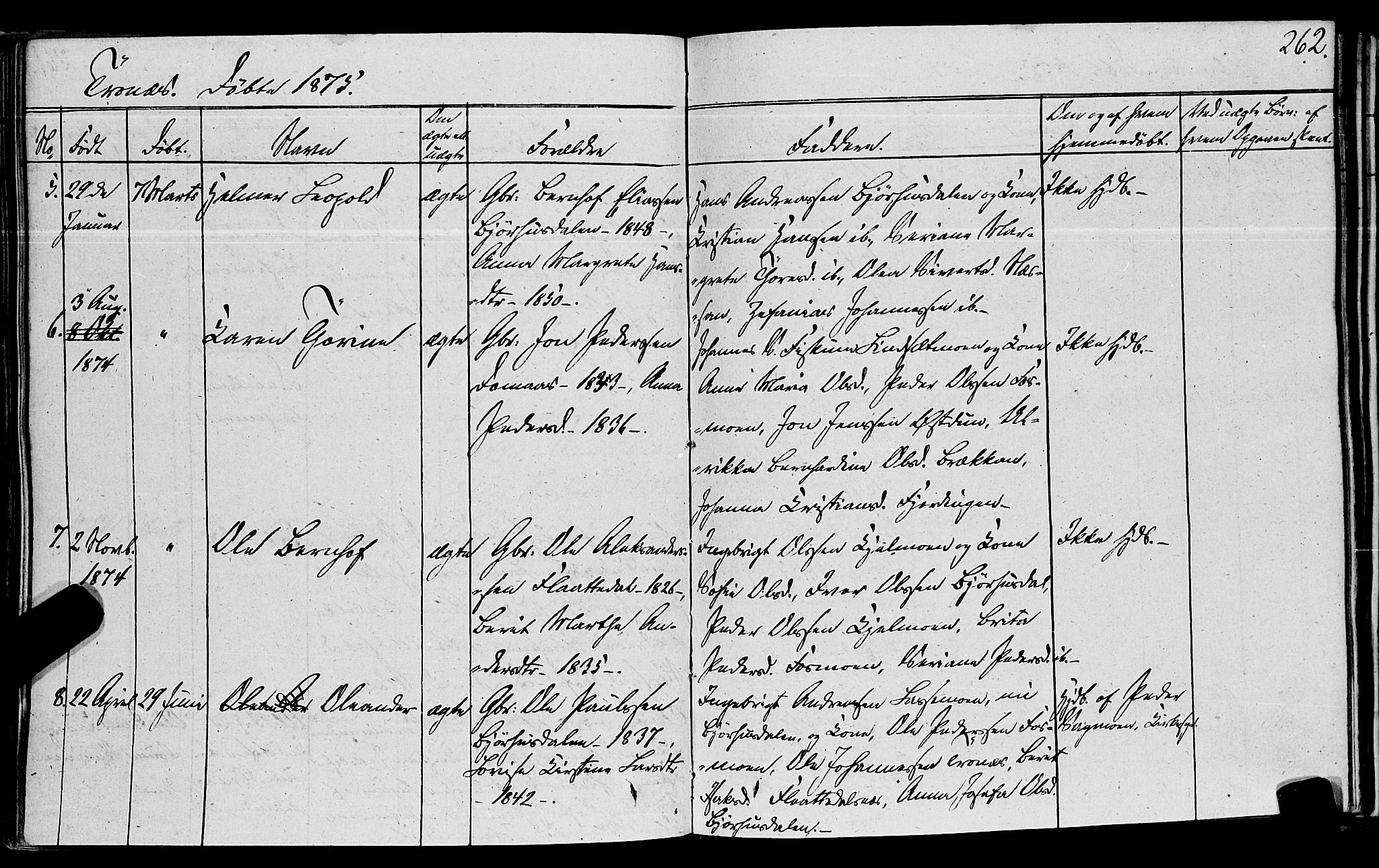 Ministerialprotokoller, klokkerbøker og fødselsregistre - Nord-Trøndelag, AV/SAT-A-1458/762/L0538: Ministerialbok nr. 762A02 /2, 1833-1879, s. 262