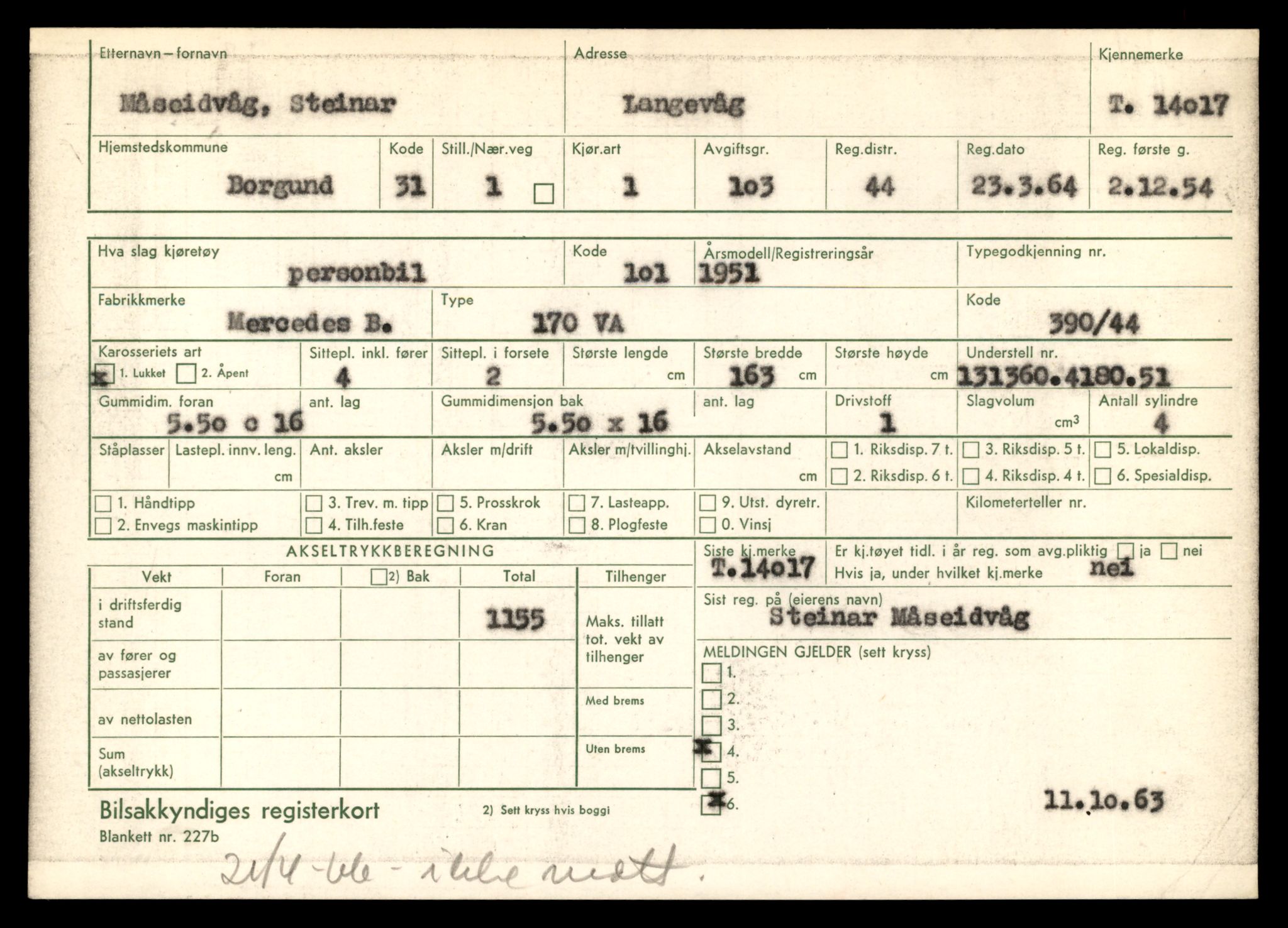 Møre og Romsdal vegkontor - Ålesund trafikkstasjon, AV/SAT-A-4099/F/Fe/L0042: Registreringskort for kjøretøy T 13906 - T 14079, 1927-1998, s. 1663