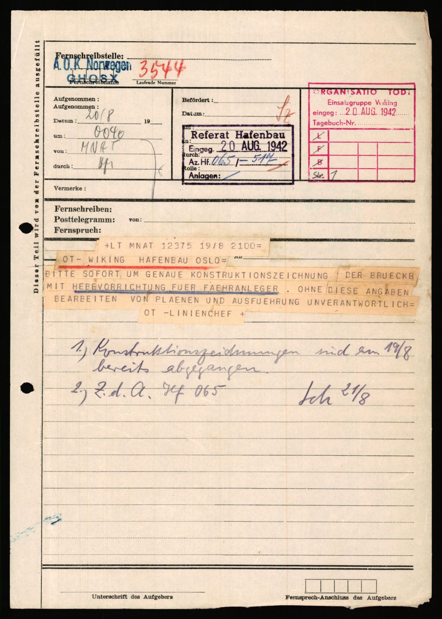 Tyske arkiver, Organisation Todt (OT), Einsatzgruppe Wiking, AV/RA-RAFA-2188/1/E/E2/E2d/L0023: Fähren und Anlegen, 1942-1944, s. 137