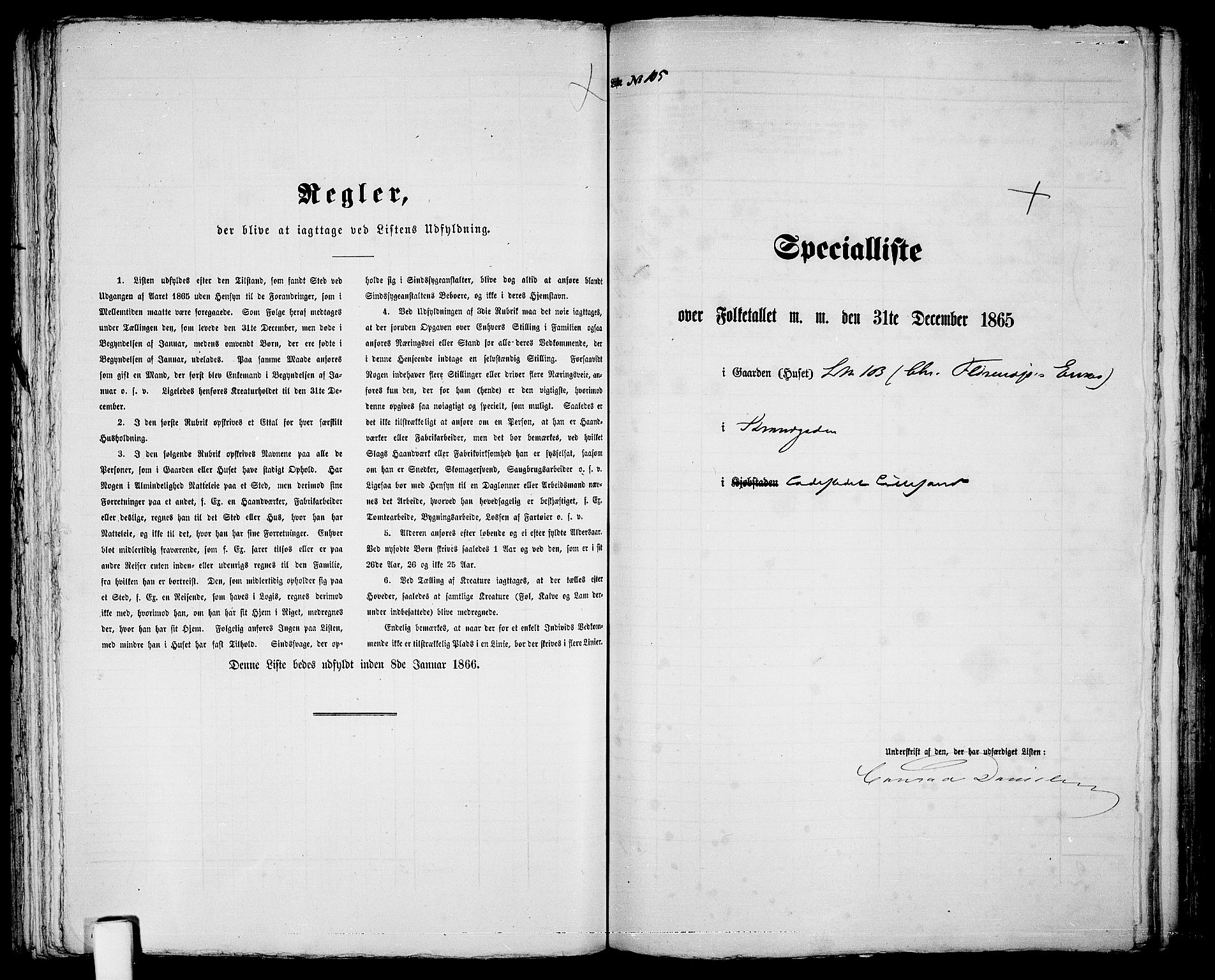 RA, Folketelling 1865 for 0905B Vestre Moland prestegjeld, Lillesand ladested, 1865, s. 219