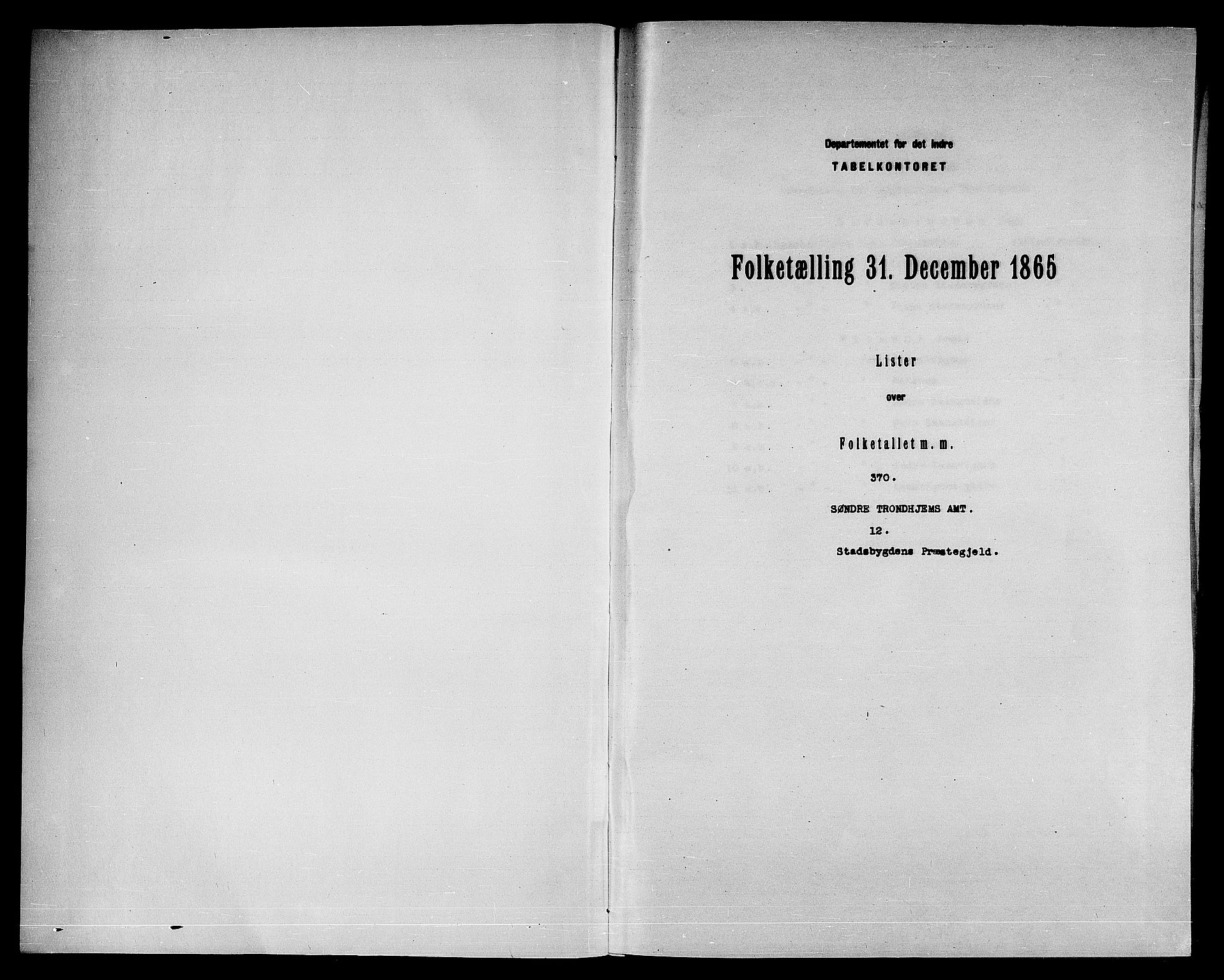 RA, Folketelling 1865 for 1625P Stadsbygd prestegjeld, 1865, s. 3