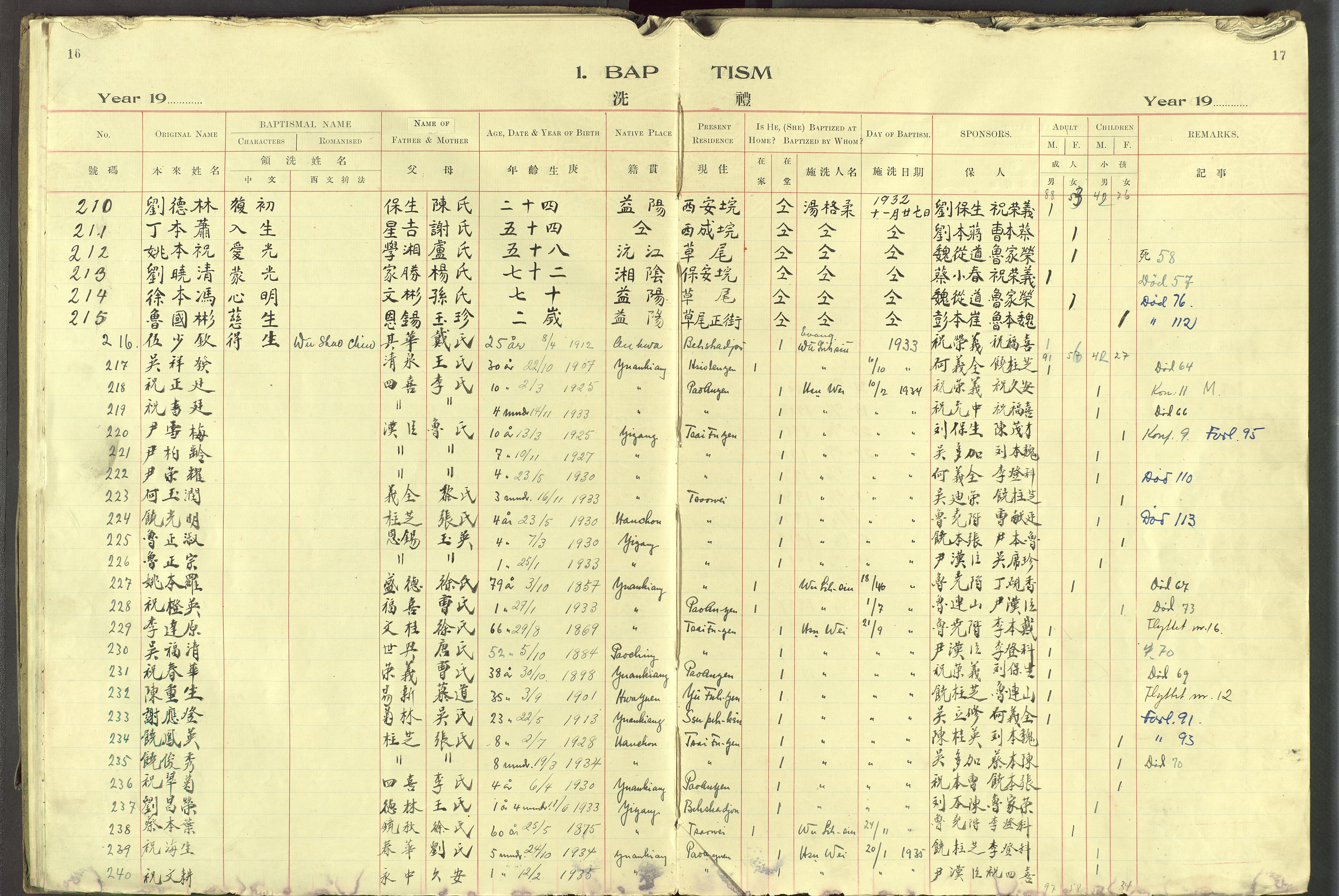 Det Norske Misjonsselskap - utland - Kina (Hunan), VID/MA-A-1065/Dm/L0095: Ministerialbok nr. 133, 1910-1948, s. 16-17