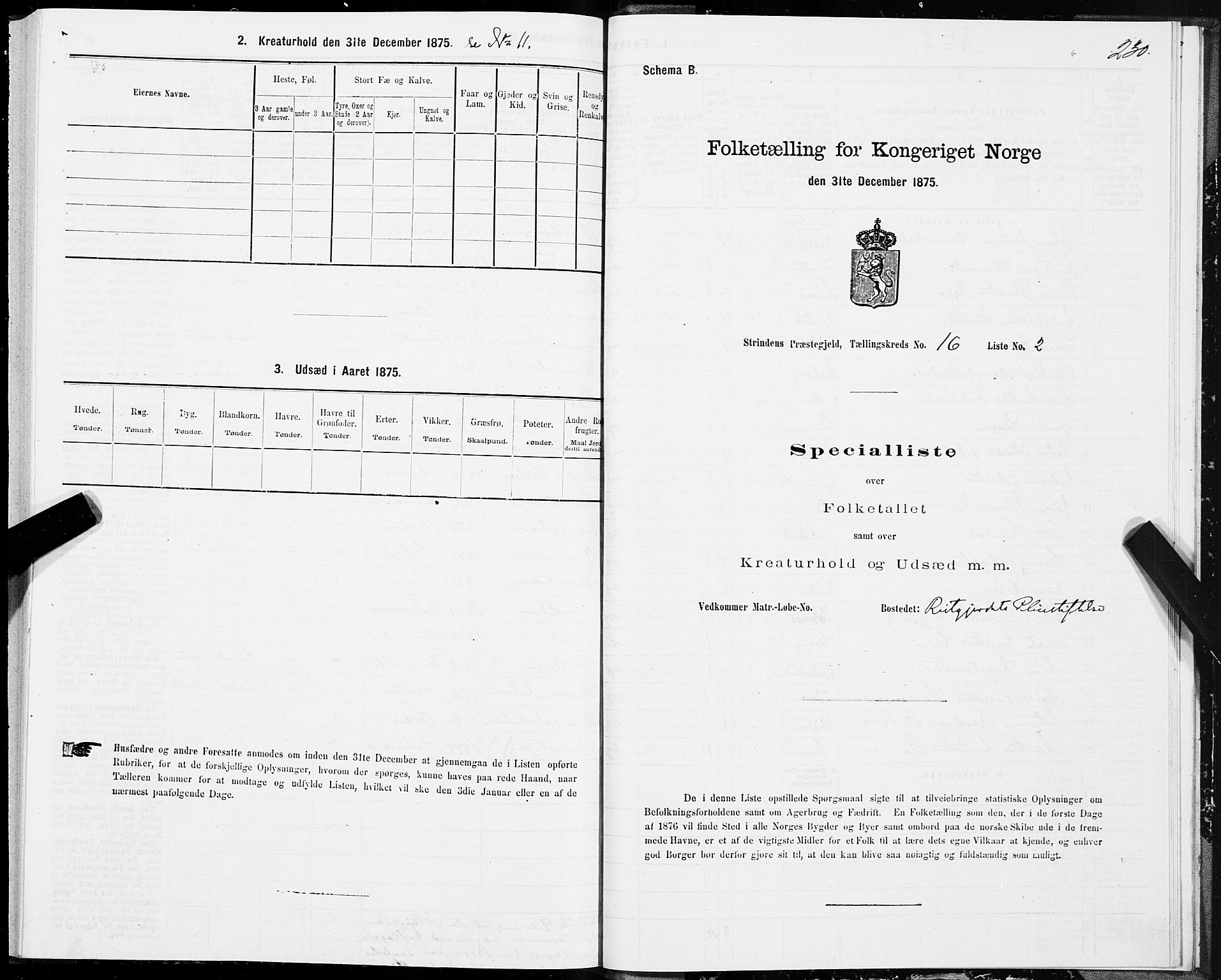 SAT, Folketelling 1875 for 1660P Strinda prestegjeld, 1875, s. 8230