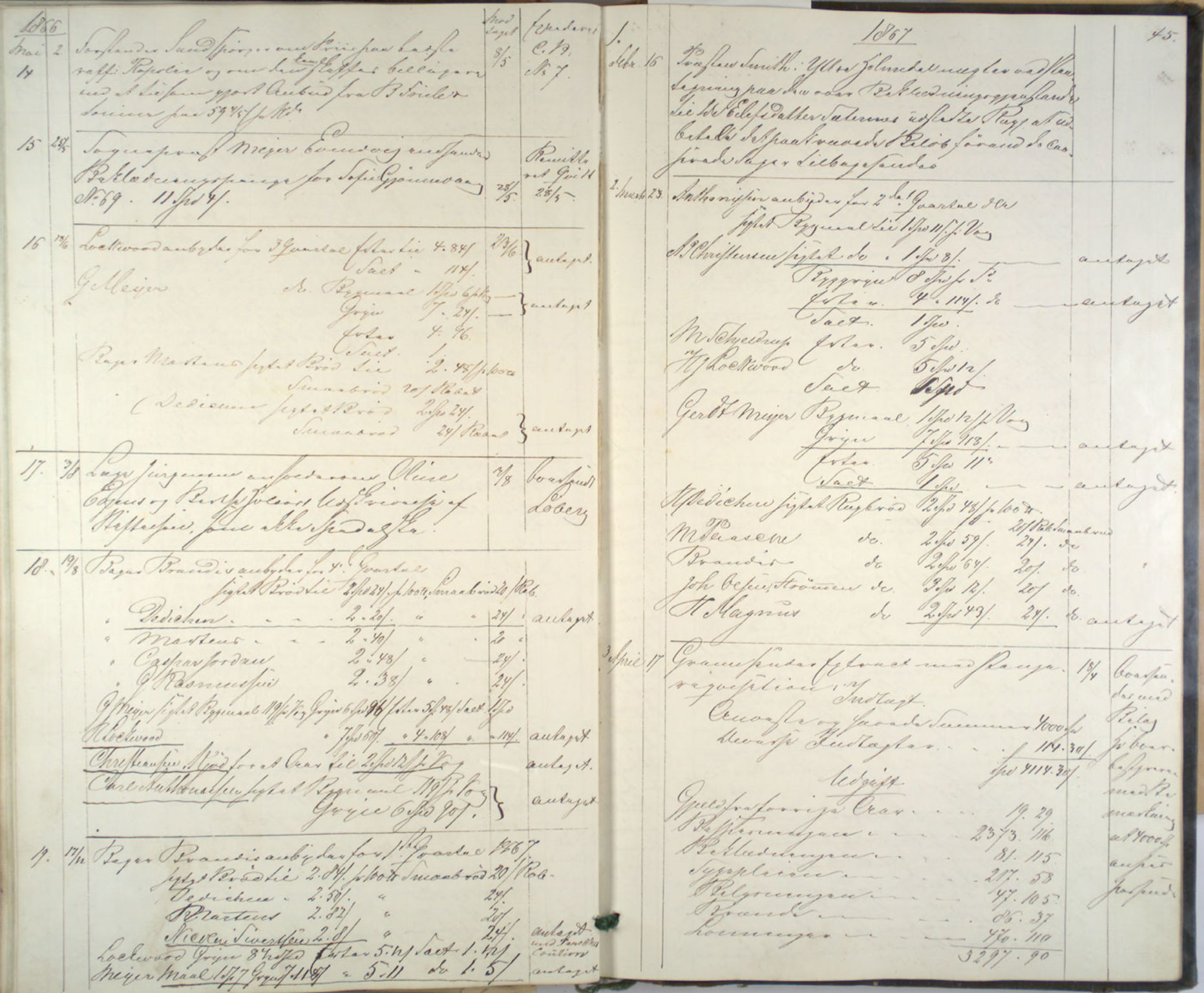 Lepraarkiver - Pleiestiftelsen for spedalske no.1, AV/SAB-A-60601/B.c/L0001: Journal, 1857-1882, s. 44b-45a