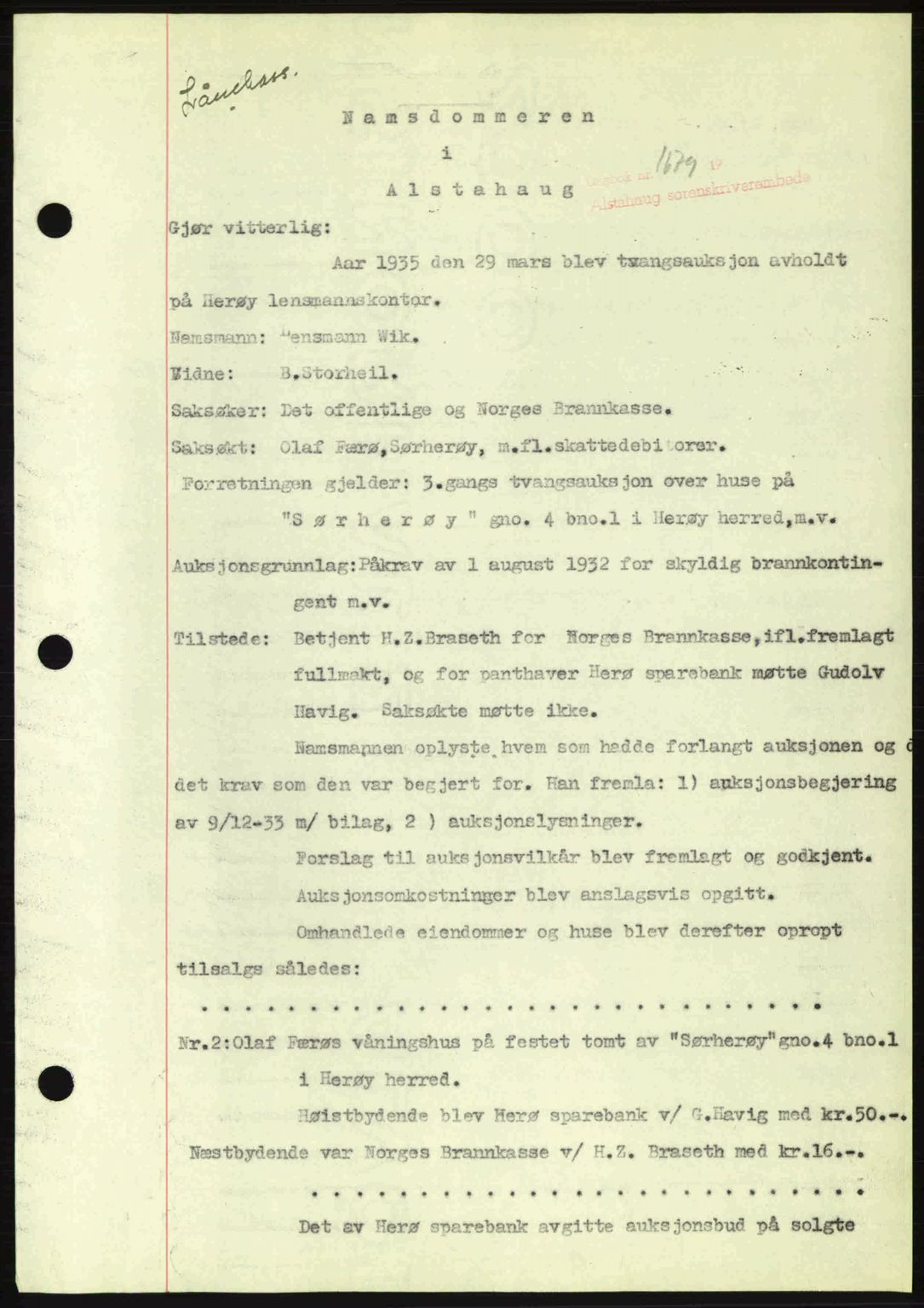 Alstahaug sorenskriveri, SAT/A-1009: Pantebok nr. A3, 1937-1938, Dagboknr: 1679/1938