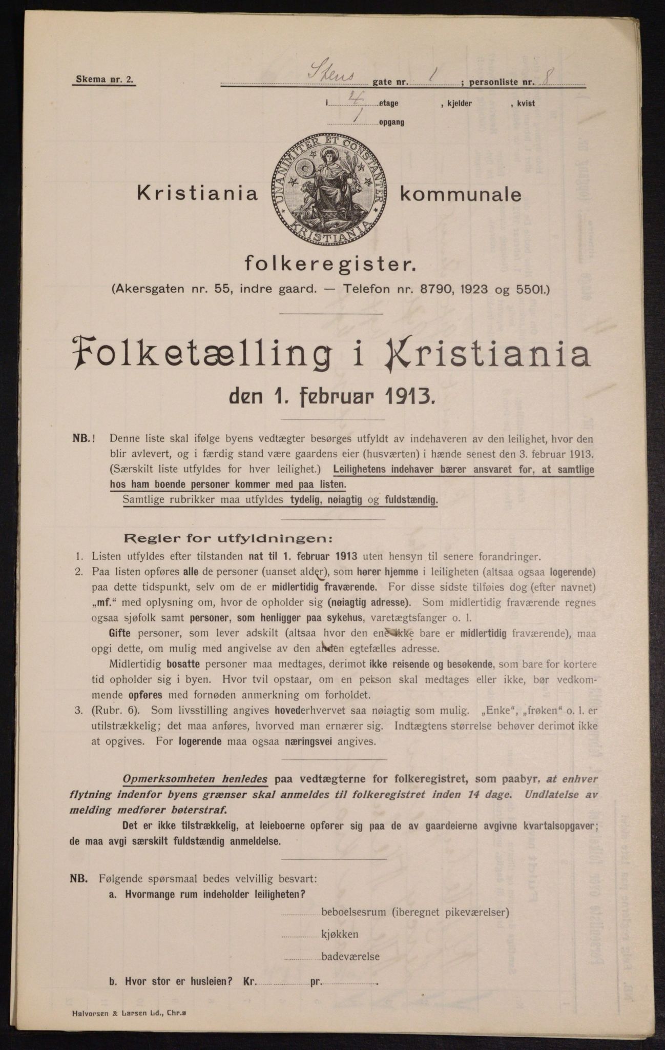 OBA, Kommunal folketelling 1.2.1913 for Kristiania, 1913, s. 101846