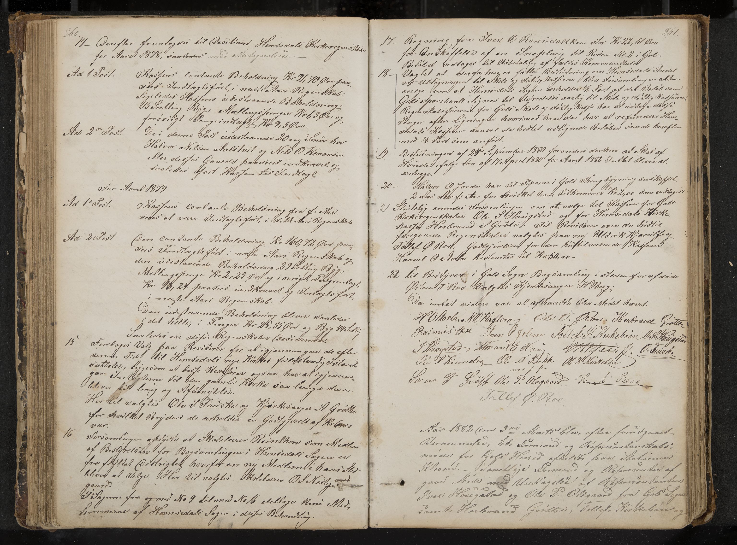 Gol formannskap og sentraladministrasjon, IKAK/0617021-1/A/Aa/L0002: Møtebok med register, 1870-1892, s. 260-261