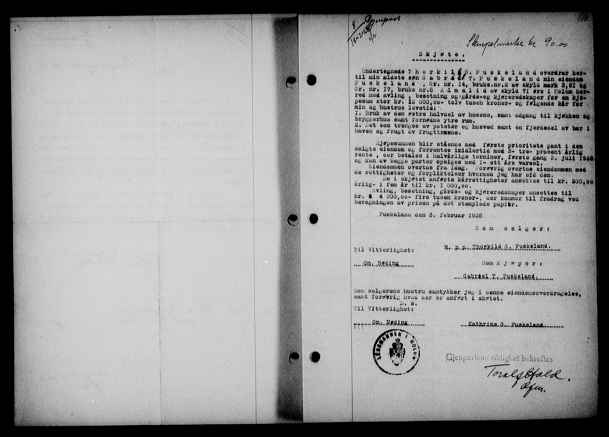 Mandal sorenskriveri, SAK/1221-0005/001/G/Gb/Gba/L0064: Pantebok nr. A-1, 1926-1928, Tingl.dato: 18.02.1928