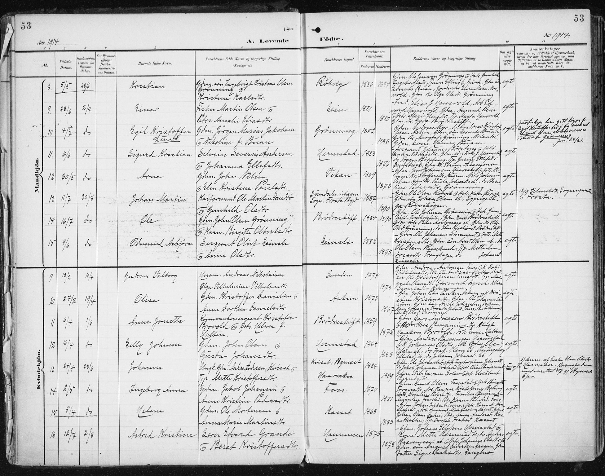 Ministerialprotokoller, klokkerbøker og fødselsregistre - Sør-Trøndelag, SAT/A-1456/646/L0616: Ministerialbok nr. 646A14, 1900-1918, s. 53