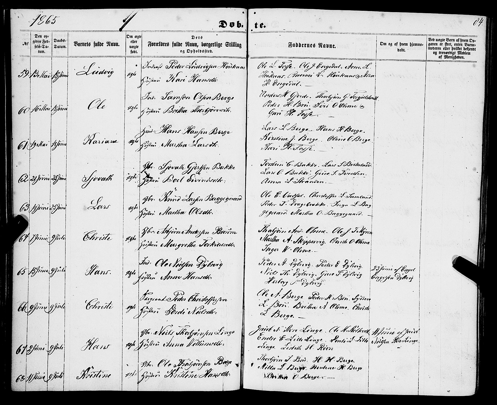 Strandebarm sokneprestembete, AV/SAB-A-78401/H/Haa: Ministerialbok nr. A 8, 1858-1872, s. 84