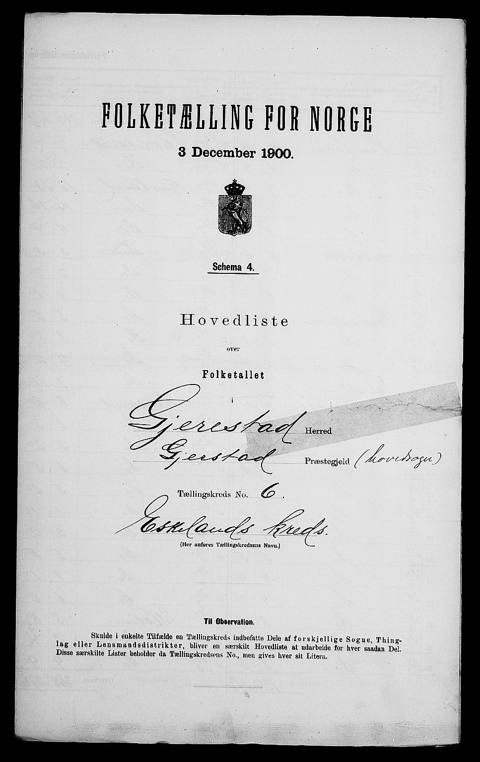 SAK, Folketelling 1900 for 0911 Gjerstad herred, 1900, s. 29
