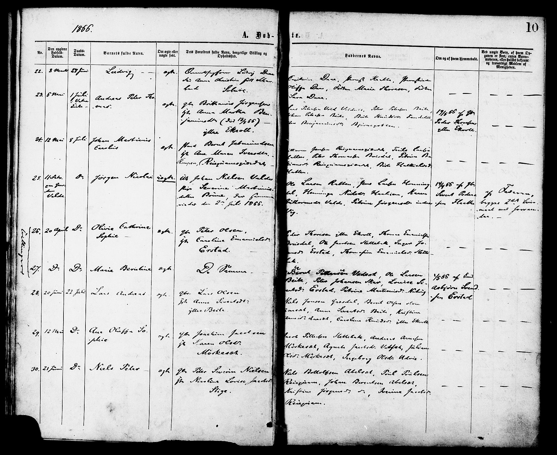 Ministerialprotokoller, klokkerbøker og fødselsregistre - Møre og Romsdal, AV/SAT-A-1454/524/L0355: Ministerialbok nr. 524A07, 1864-1879, s. 10