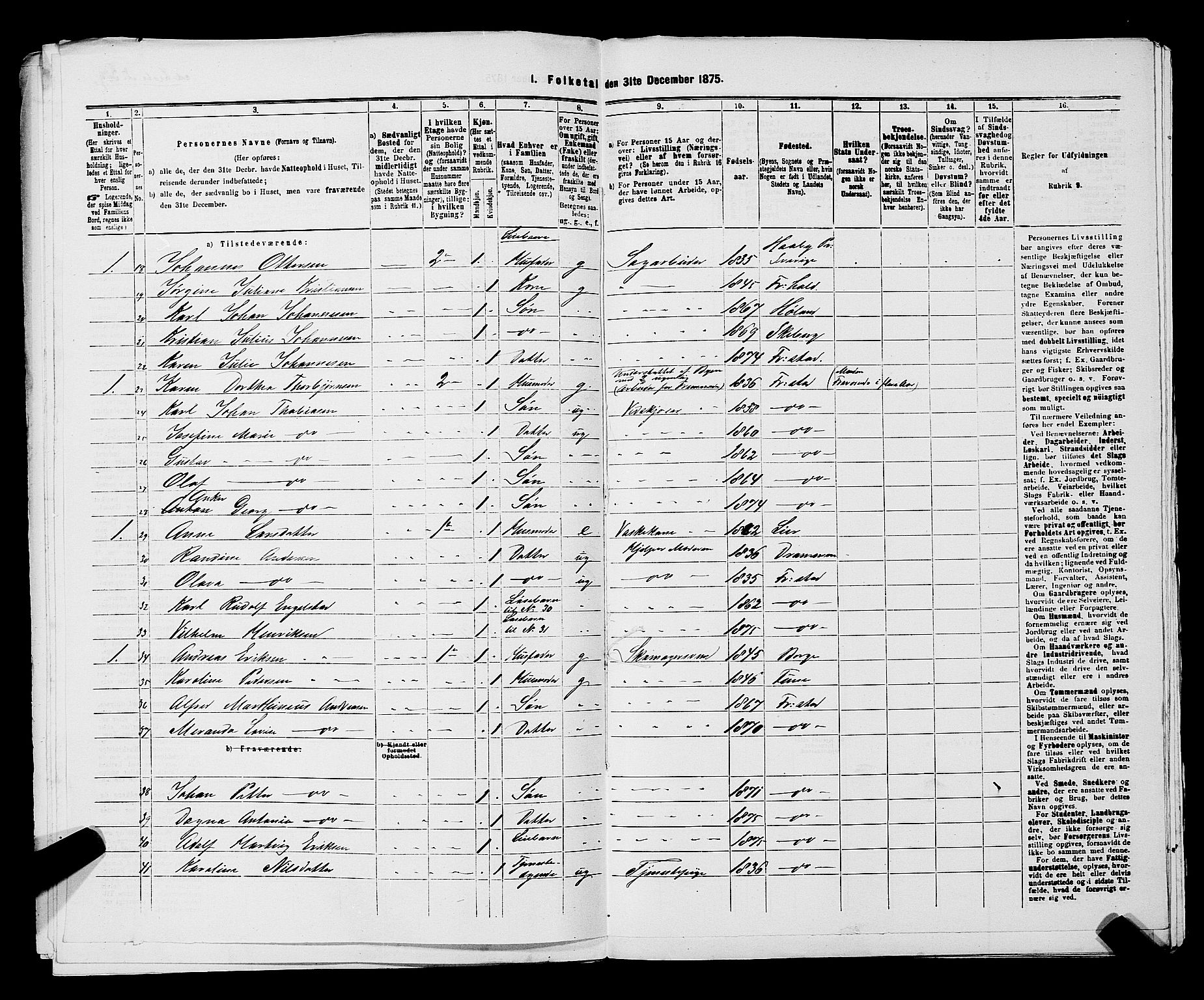 RA, Folketelling 1875 for 0103B Fredrikstad prestegjeld, Fredrikstad kjøpstad, 1875, s. 917