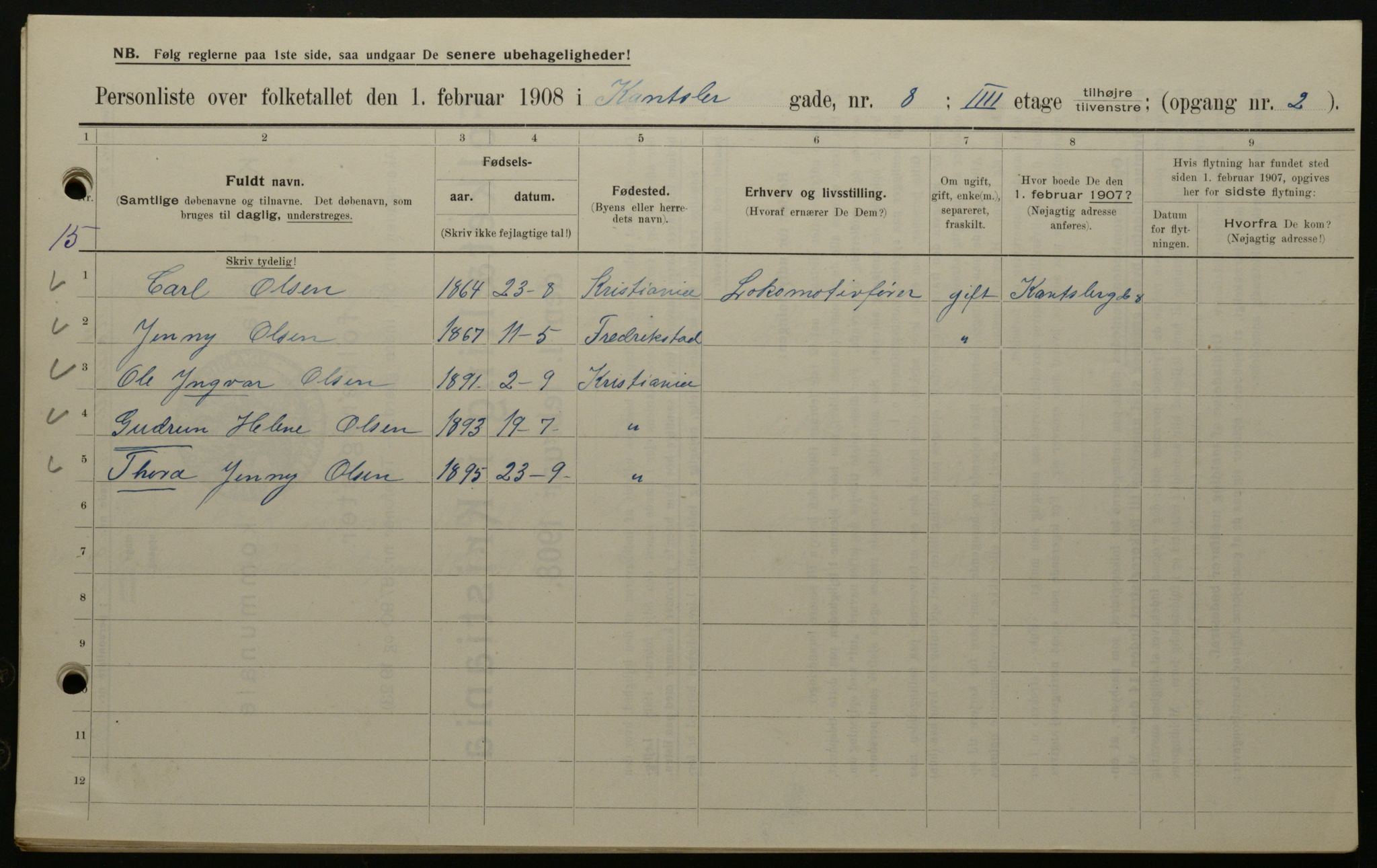 OBA, Kommunal folketelling 1.2.1908 for Kristiania kjøpstad, 1908, s. 42962