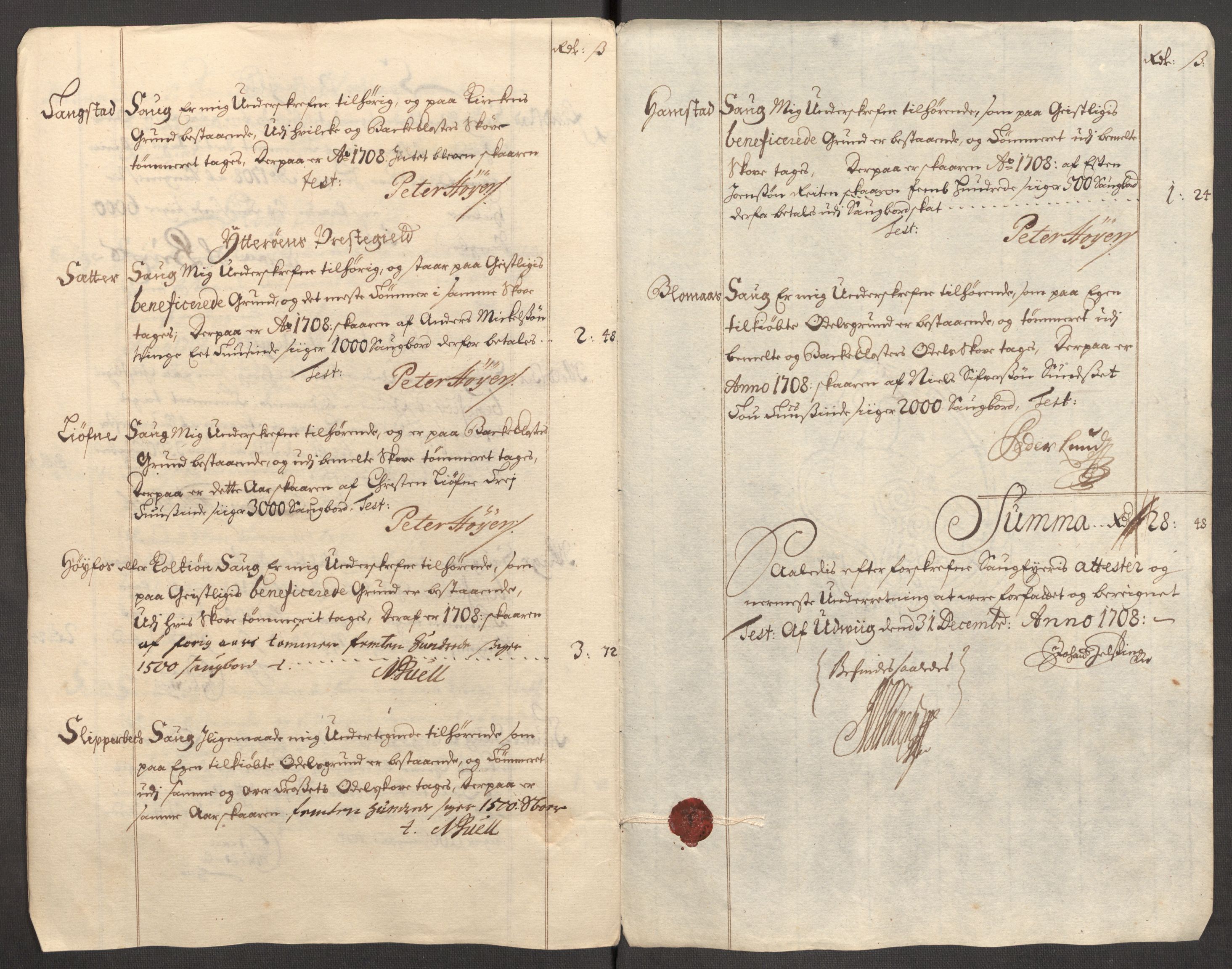 Rentekammeret inntil 1814, Reviderte regnskaper, Fogderegnskap, RA/EA-4092/R63/L4316: Fogderegnskap Inderøy, 1708, s. 130