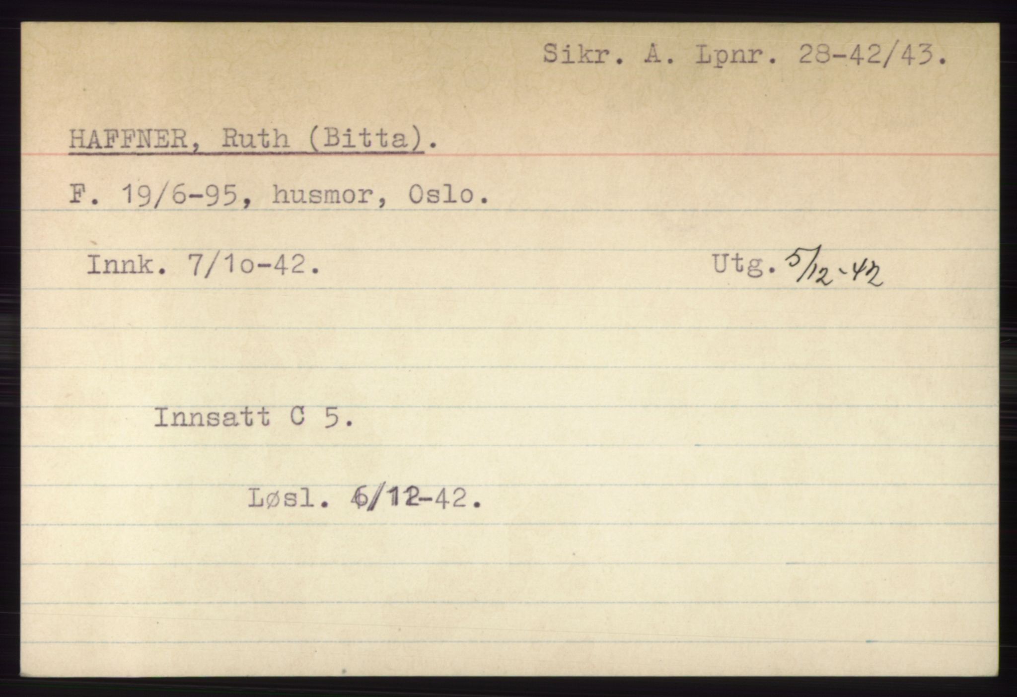 Statspolitiet - Hovedkontoret / Osloavdelingen, AV/RA-S-1329/C/Ck/Cke/L0003: Fangeregister; etternavn G - K, 1941-1945, s. 185