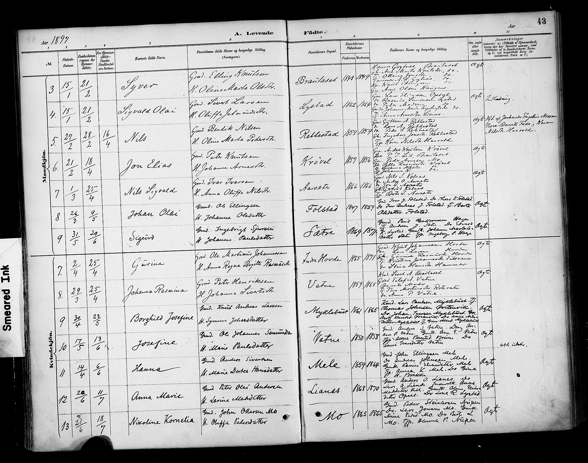 Ministerialprotokoller, klokkerbøker og fødselsregistre - Møre og Romsdal, AV/SAT-A-1454/513/L0177: Ministerialbok nr. 513A04, 1890-1906, s. 43
