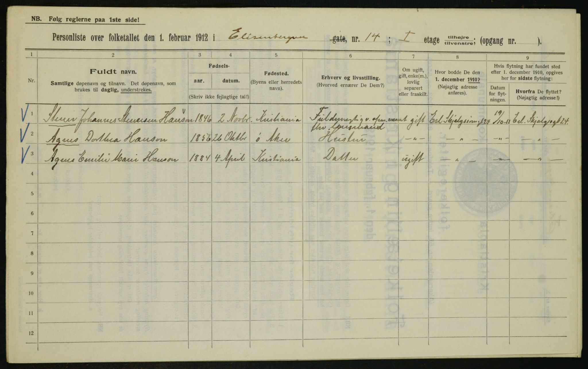 OBA, Kommunal folketelling 1.2.1912 for Kristiania, 1912, s. 20573