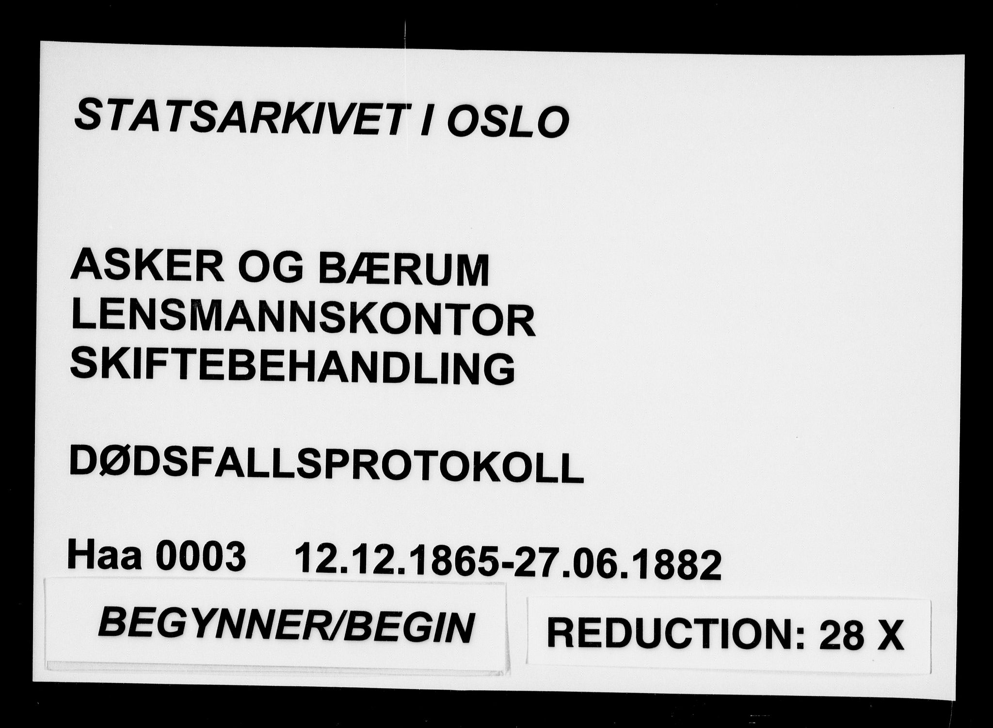 Asker og Bærum lensmannskontor, SAO/A-10643/H/Ha/Haa/L0003: Dødsanmeldelsesprotokoll, 1865-1882