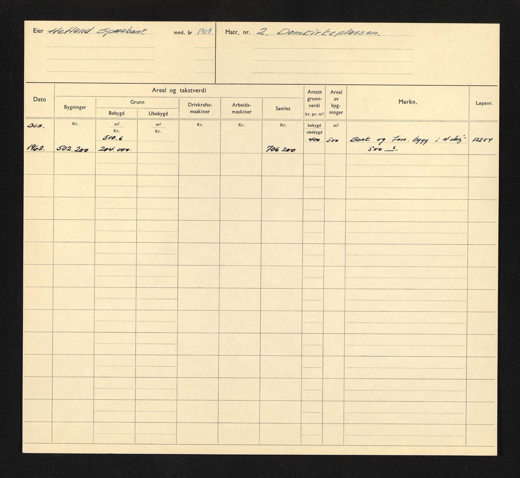 Stavanger kommune. Skattetakstvesenet, BYST/A-0440/F/Fa/Faa/L0009/0006: Skattetakstkort / Doktor Lassens gate 6 - Domkirkeplassen - Dr. Græslis vei 17