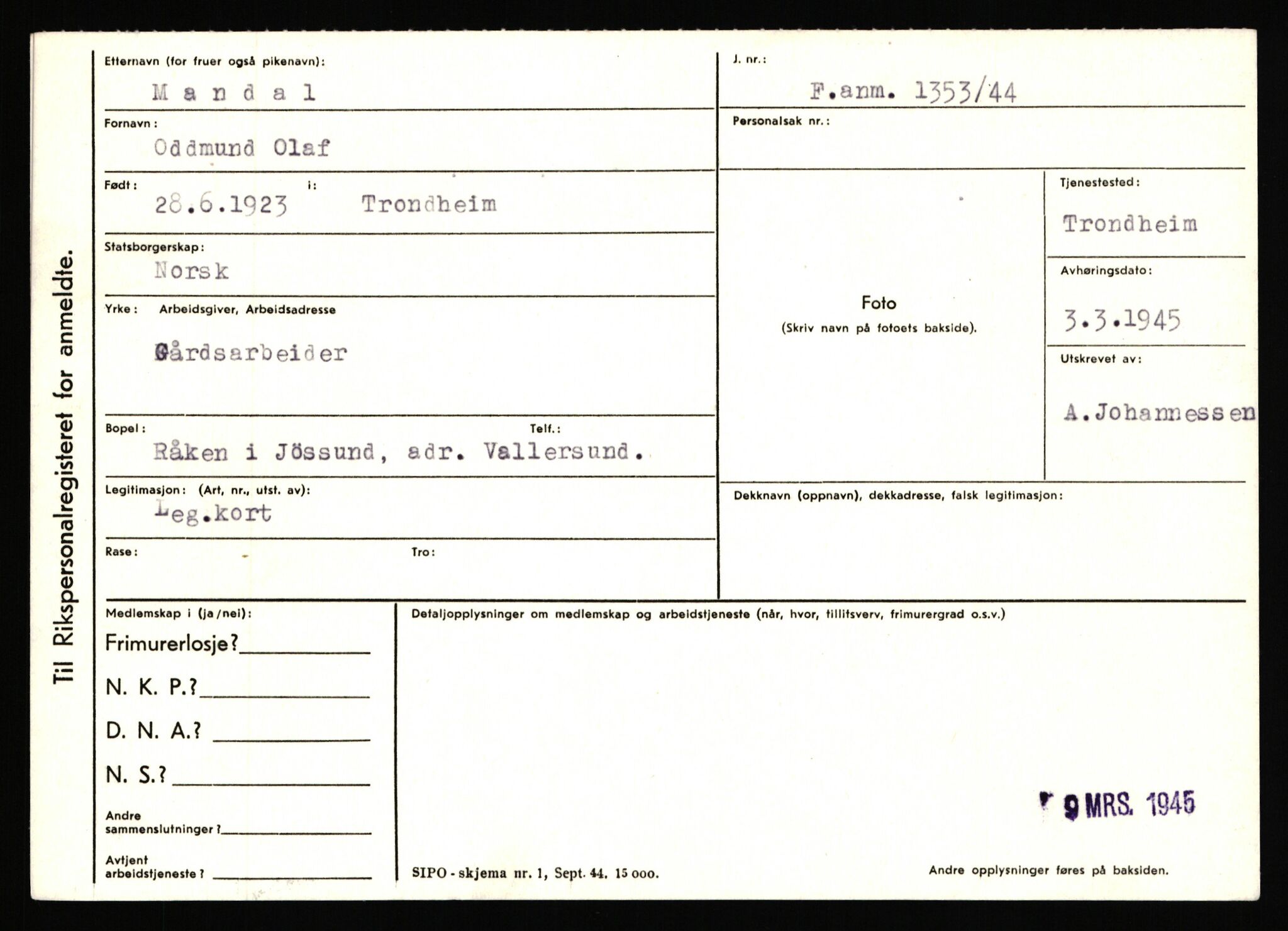 Statspolitiet - Hovedkontoret / Osloavdelingen, AV/RA-S-1329/C/Ca/L0010: Lind - Moksnes, 1943-1945, s. 2659