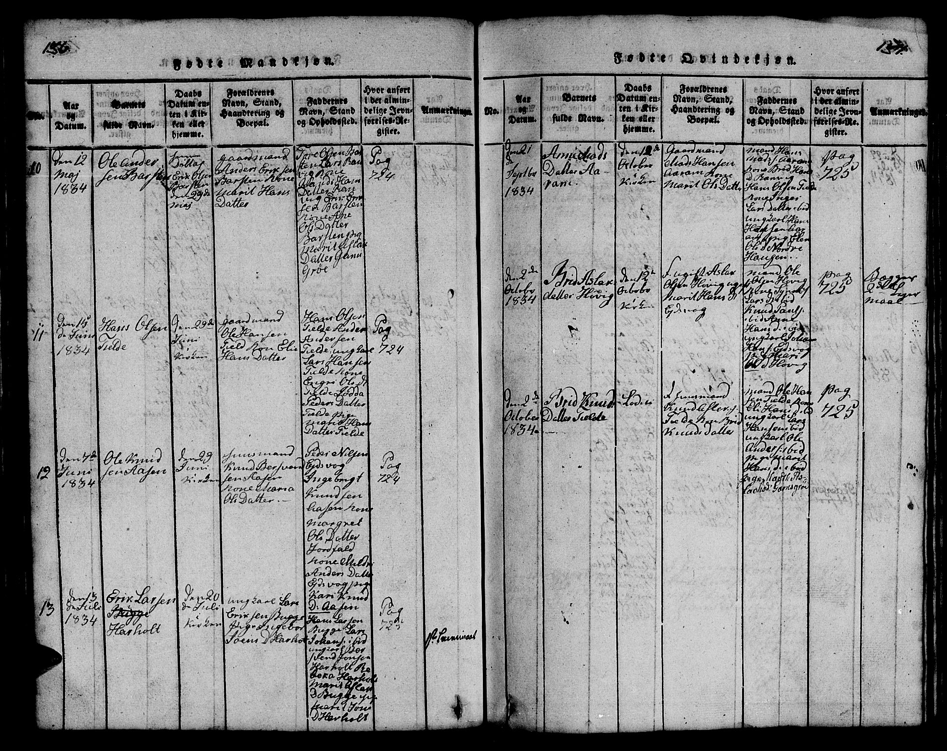 Ministerialprotokoller, klokkerbøker og fødselsregistre - Møre og Romsdal, AV/SAT-A-1454/551/L0629: Klokkerbok nr. 551C01, 1818-1839, s. 136-137