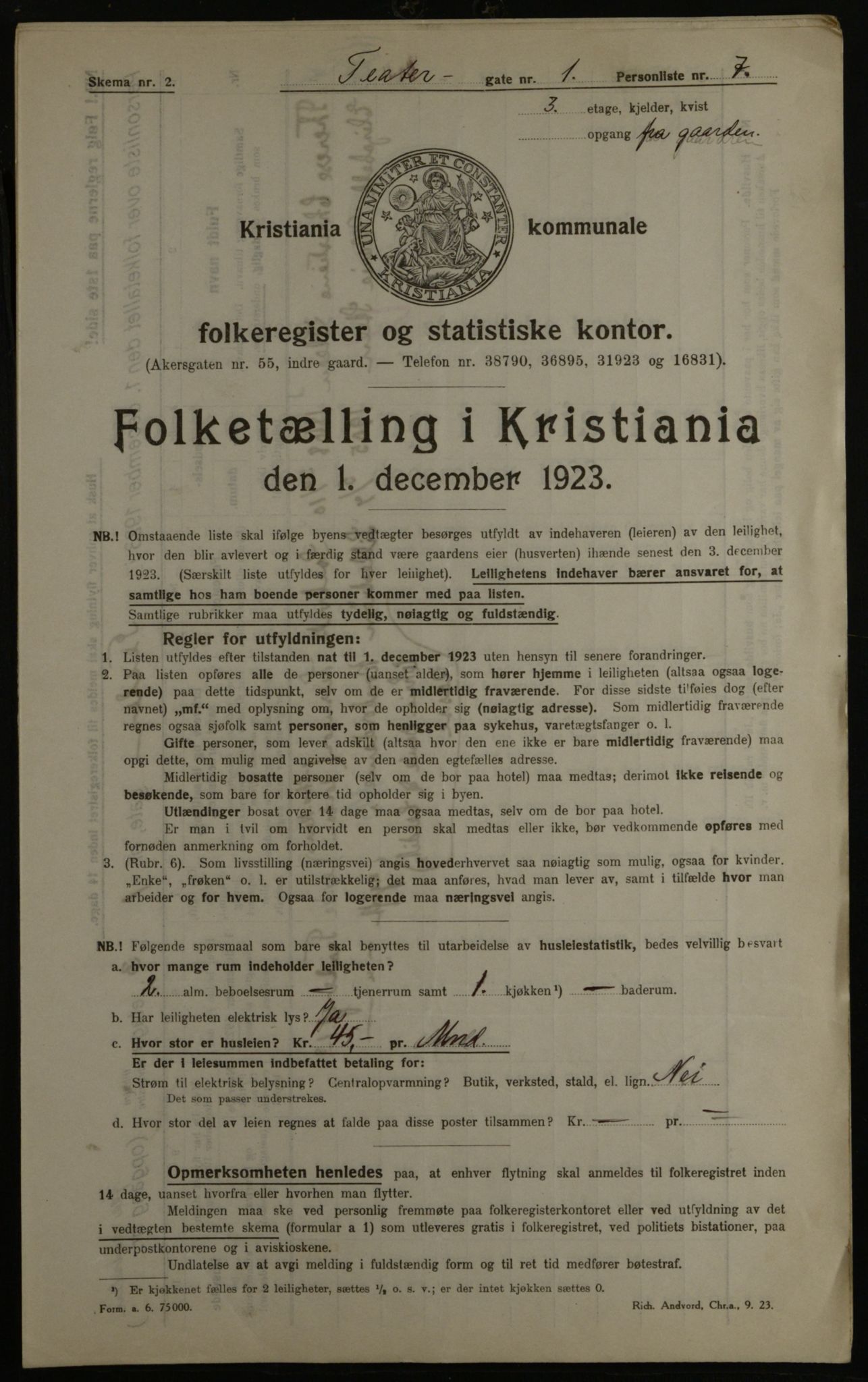 OBA, Kommunal folketelling 1.12.1923 for Kristiania, 1923, s. 118425