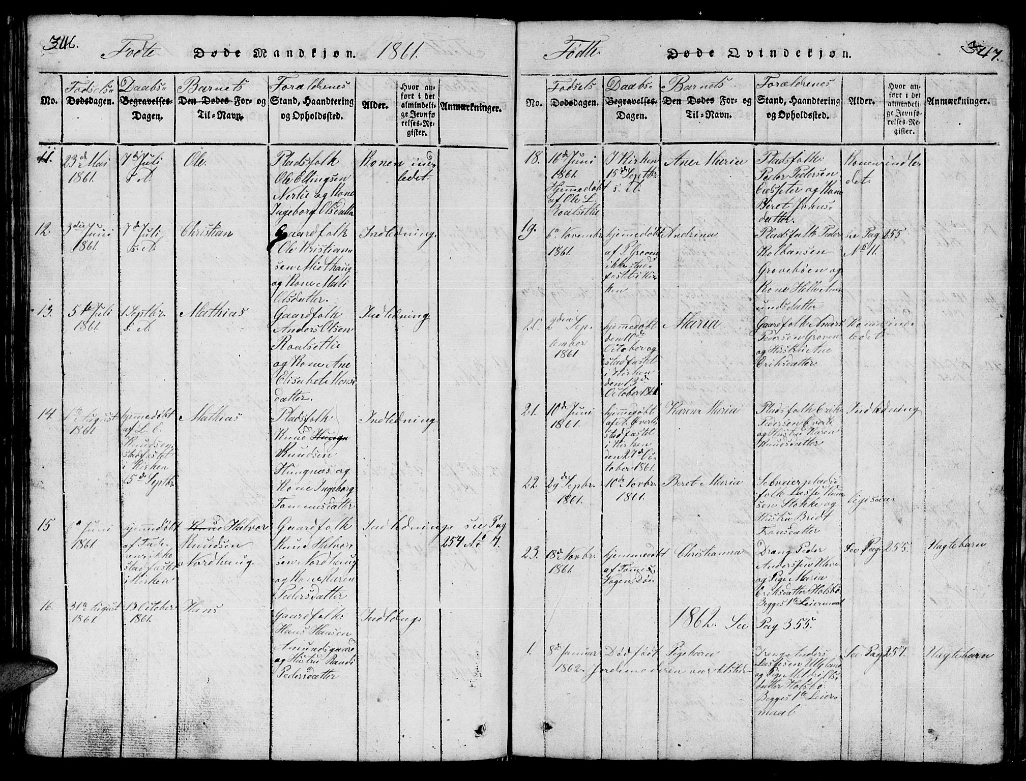 Ministerialprotokoller, klokkerbøker og fødselsregistre - Møre og Romsdal, AV/SAT-A-1454/557/L0683: Klokkerbok nr. 557C01, 1818-1862, s. 346-347