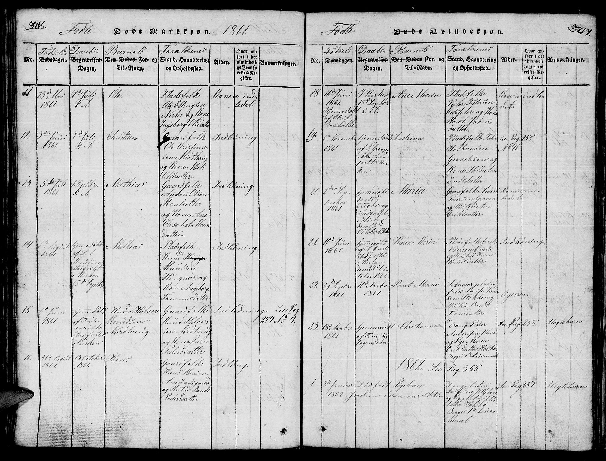 Ministerialprotokoller, klokkerbøker og fødselsregistre - Møre og Romsdal, SAT/A-1454/557/L0683: Klokkerbok nr. 557C01, 1818-1862, s. 346-347