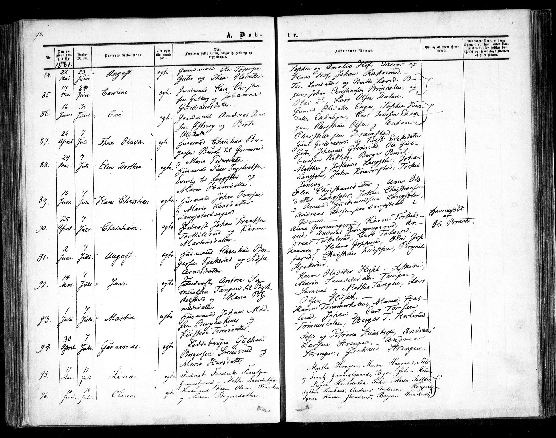 Trøgstad prestekontor Kirkebøker, AV/SAO-A-10925/F/Fa/L0008.a: Ministerialbok nr. I 8A, 1855-1864, s. 98
