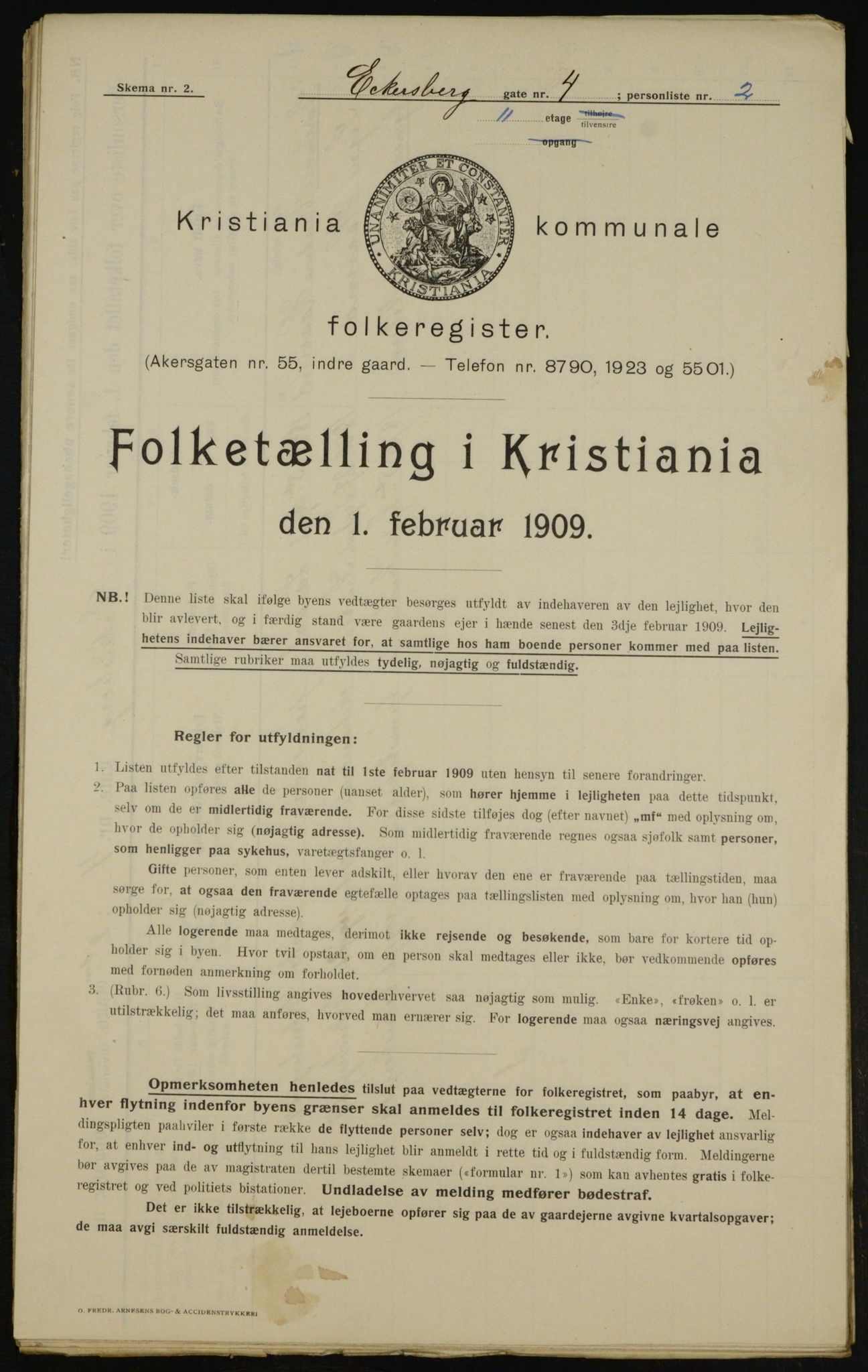 OBA, Kommunal folketelling 1.2.1909 for Kristiania kjøpstad, 1909, s. 16616